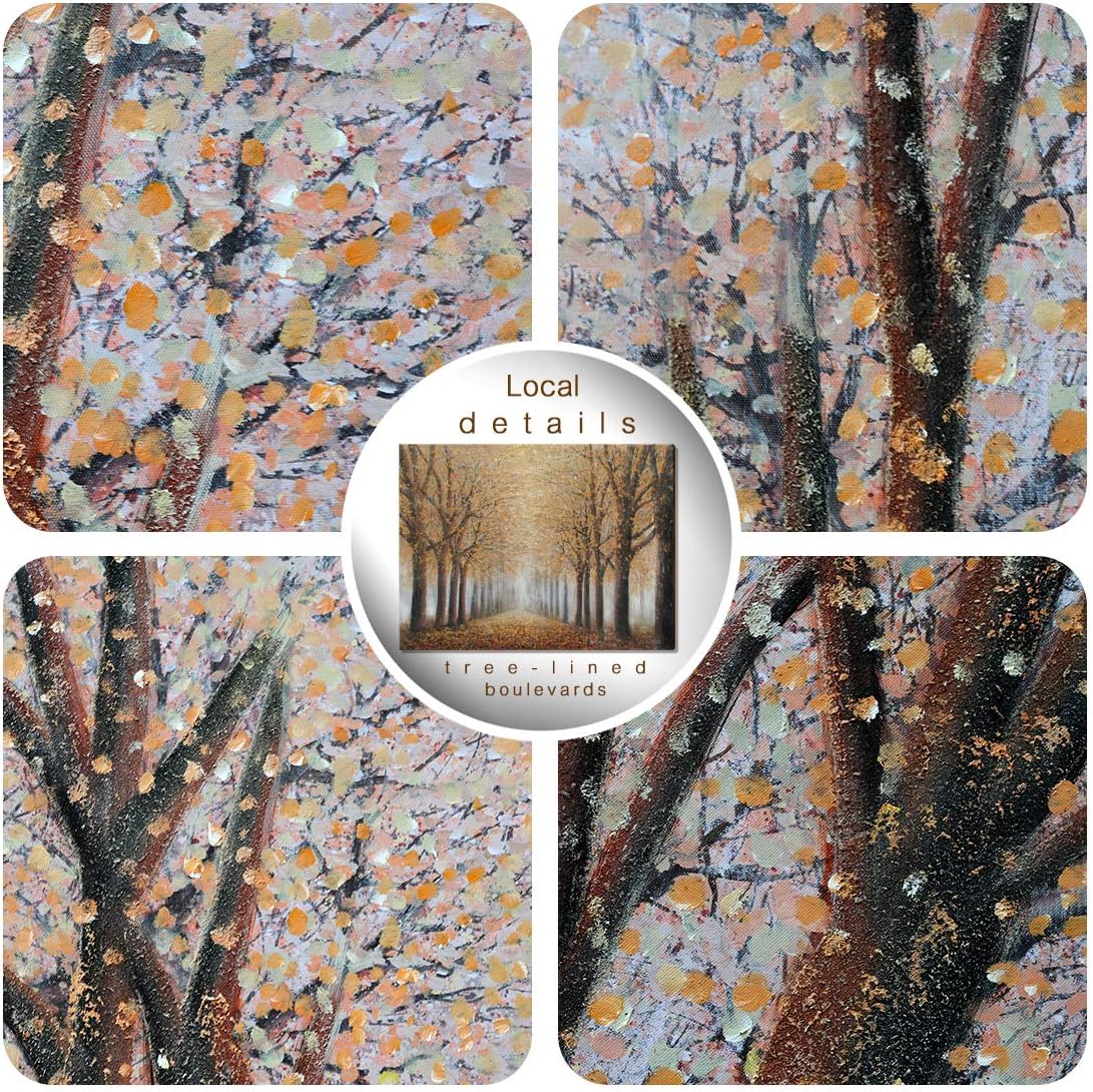 amatop Tree Wall Art for Living Room Hand-Painted Forest Oil Painting Framed Grove Artwork Autumn Landscape Canvas Picture for Living Room Bedroom Home Decorations Wall Decor Large 36"x24"