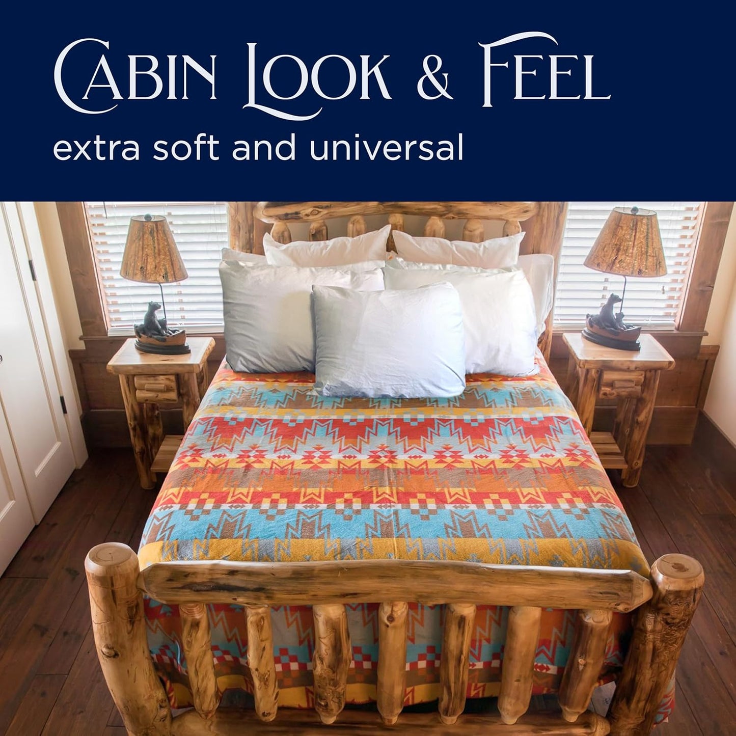 Beacon Blankets Southwestern Wigwam Native American Design Throw - 90" x 90" Blanket Only - Premium Plush Blanket Can be Used for Queen or King Size Bed