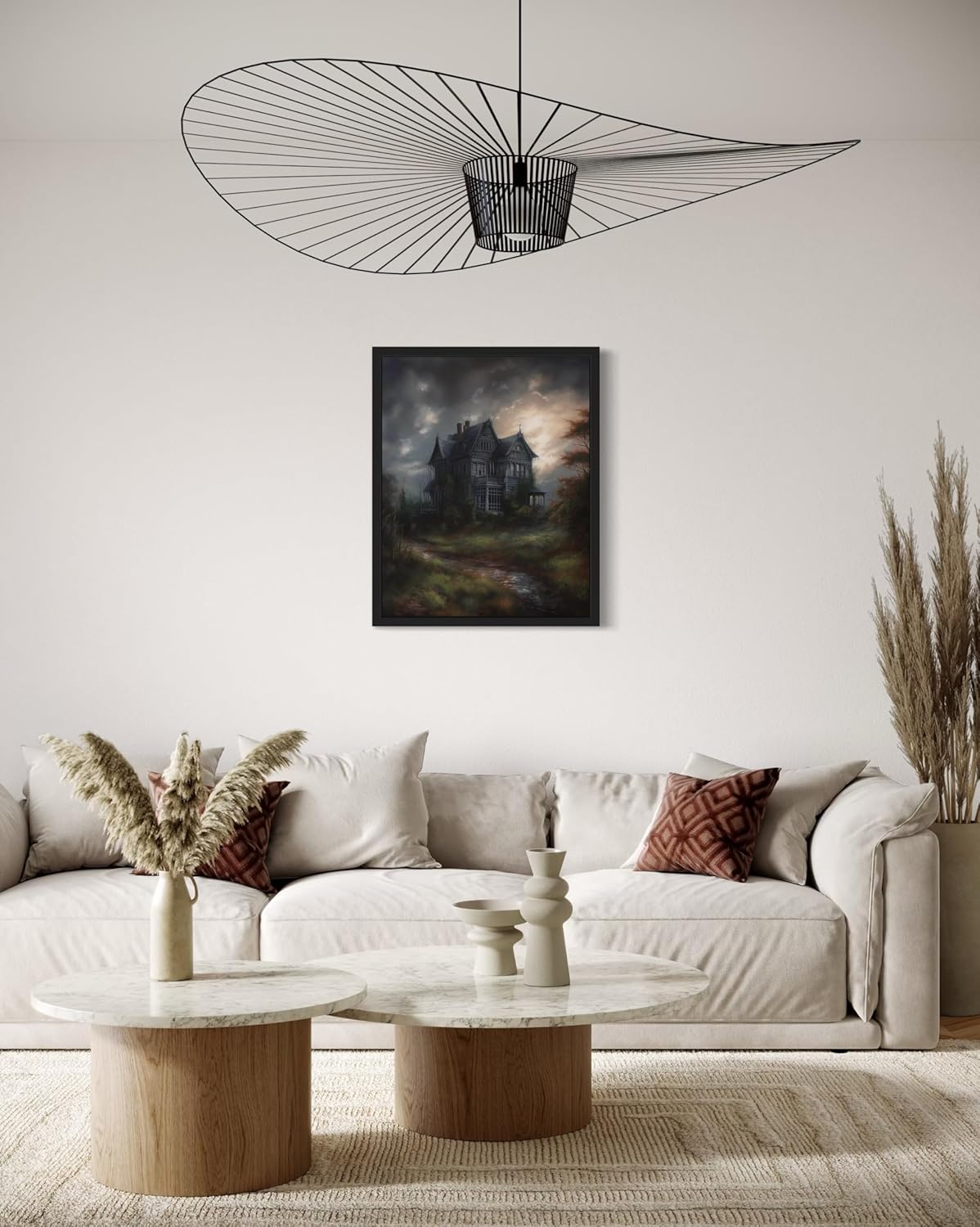 Haunted House Poster Art Print, Halloween Scary Vintage Wall Art Academia Spooky Painting Decoration for Horror Prints, Gothic Posters Bedroom Decor 89 (Haunted House, 11 x 14 inches, Unframed)