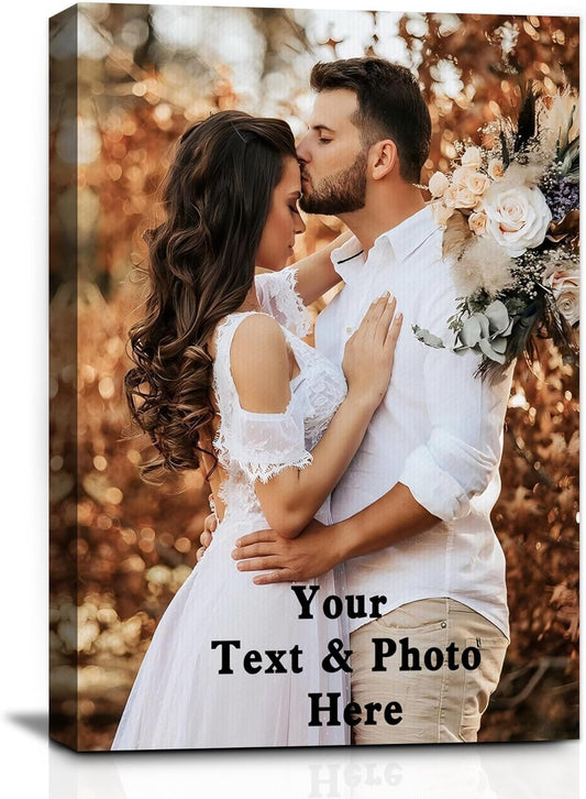 YUNART Ship Next Day - Custom Canvas Prints with Your Photos, Personalized Canvas with Pictures Print for Wall Art Bedroom, Customized Photo Gifts for Couple Men Women Mom Baby Dog Family - 16"x20"
