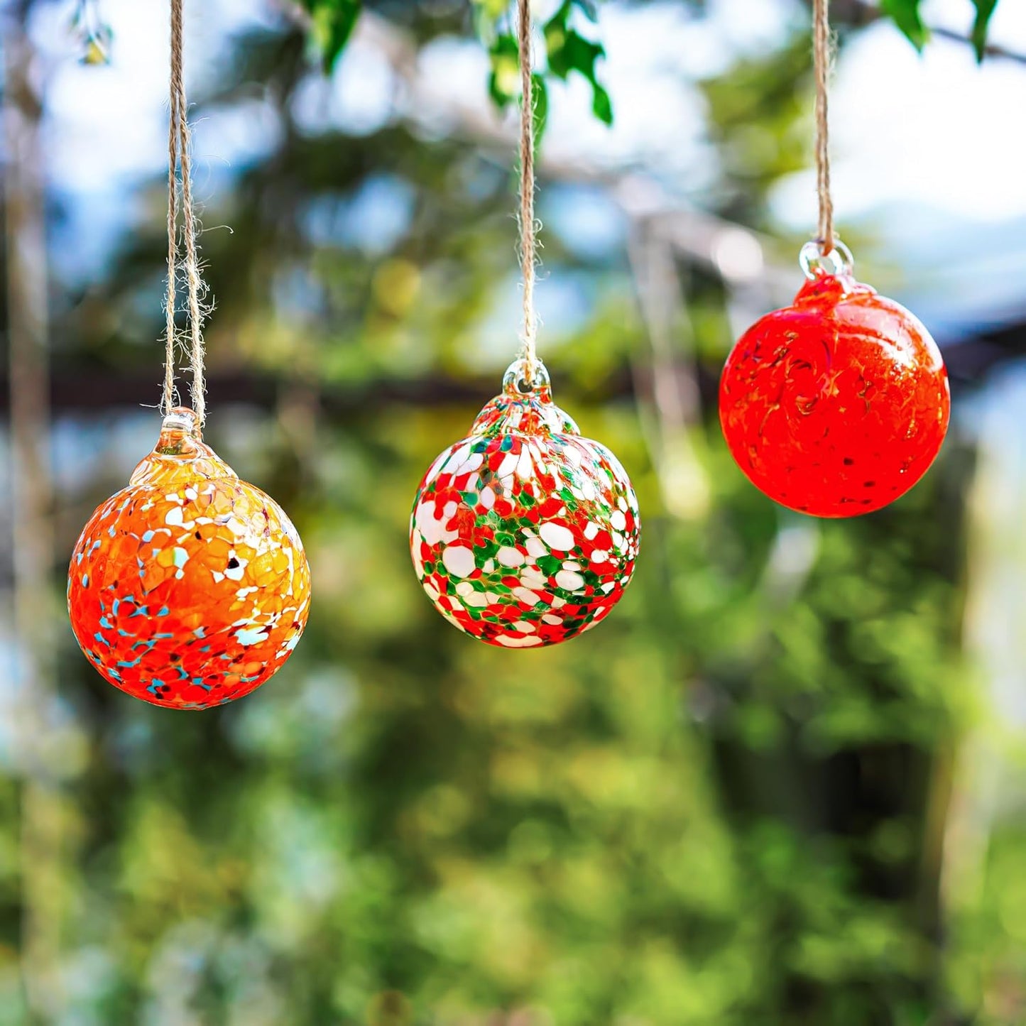 Set of 3 Blown Glass Gazing Balls Ornaments Hanging Glass Ornament Balls Decor for Garden Patio