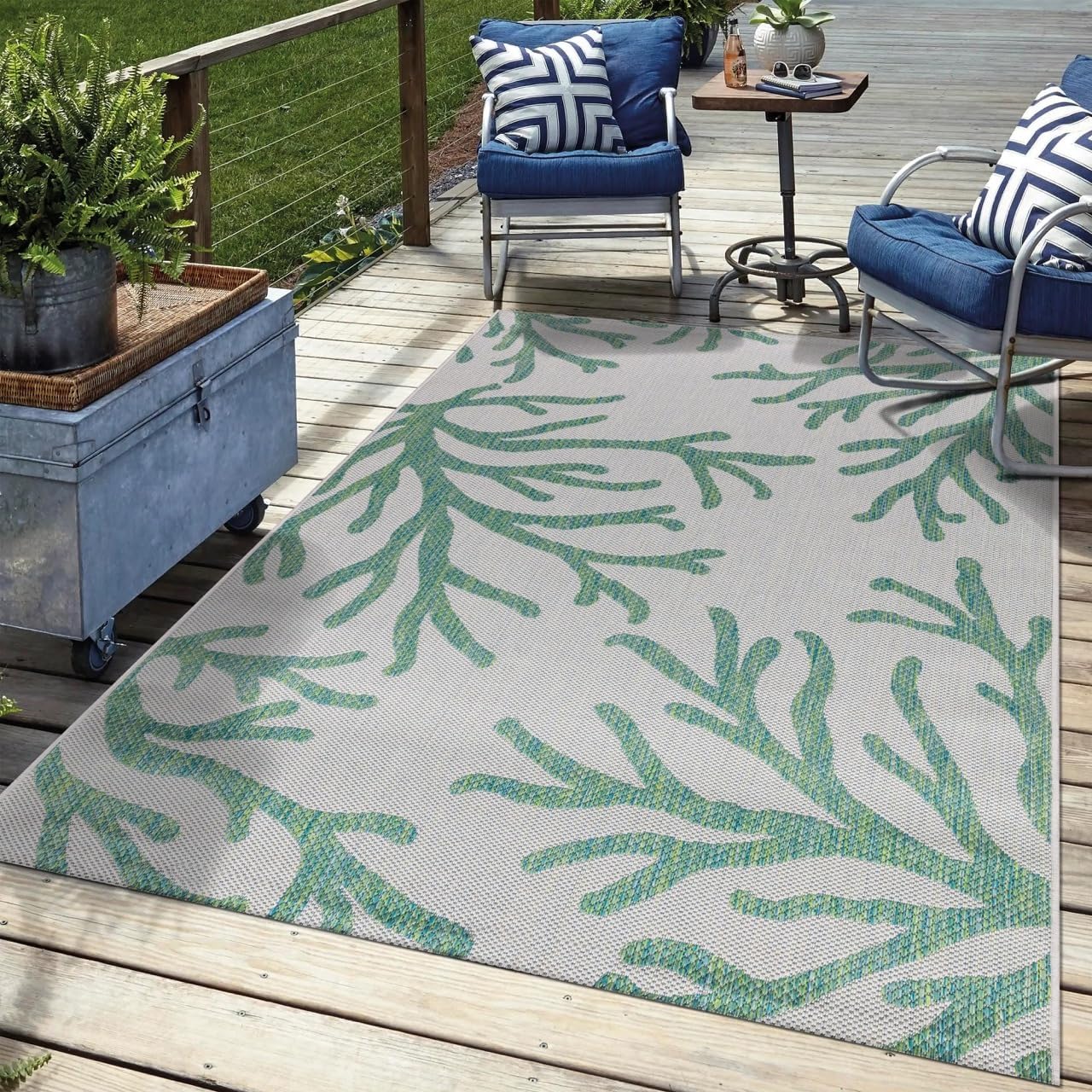 Keen Home Design Terrace Outdoor Area Rug - 9x12 Washable Indoor/Outdoor Rug for Patio, Kitchen, Balcony, Beach, Garden, Deck and Porch, Size: 8'10"x12'