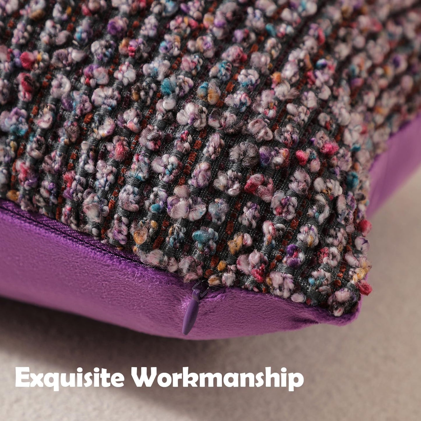 Striped Throw Pillow Covers 12x20 Set of 2 Colorful Purple Textured Boucle Chic Morden Boho Accent Farmhouse Rectangular Lumbar Decorative Couch Pillow Covers for Home Decor Bed Sofa Living Room