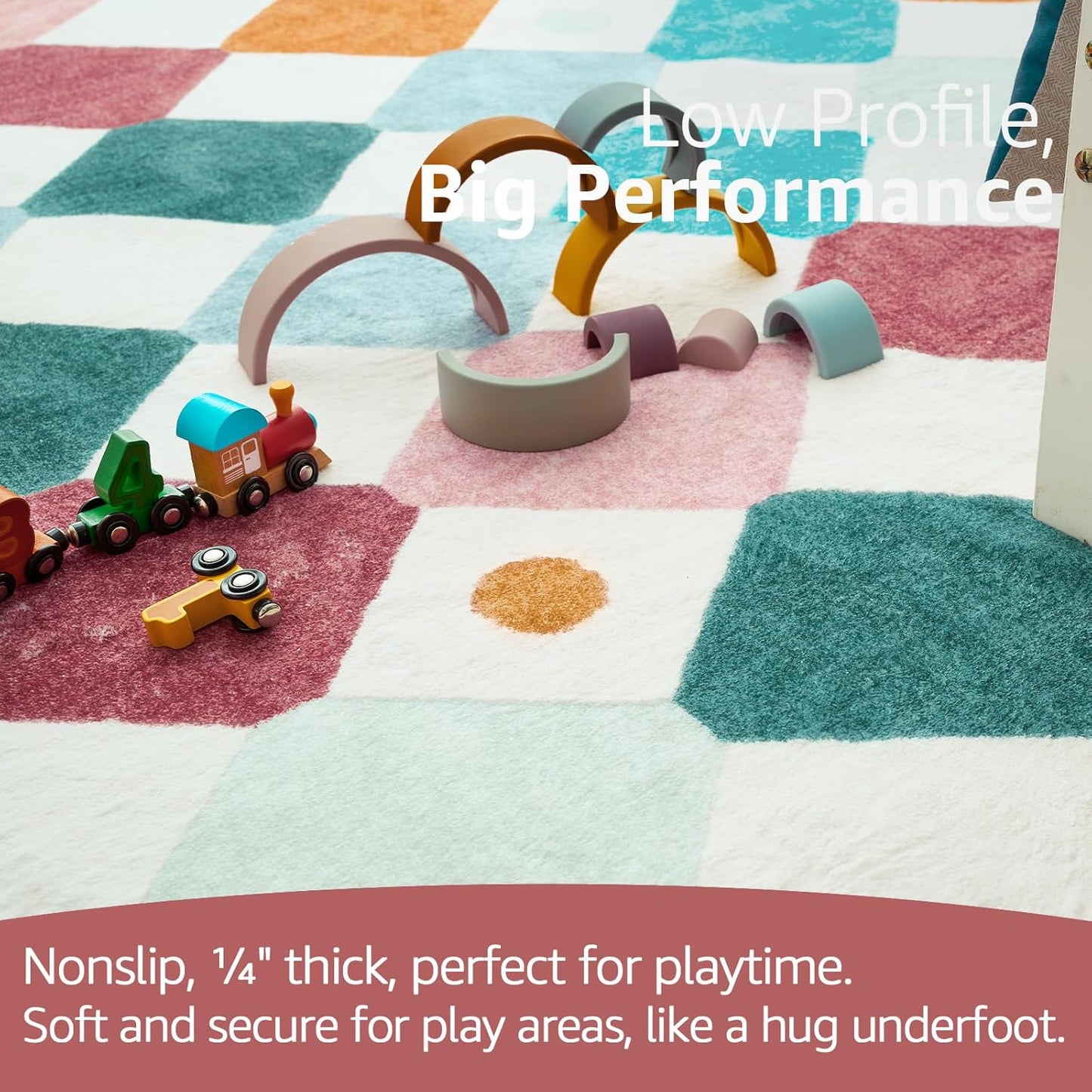 jinchan Kids Rug for Classroom 8ft Radius Corner Washable Area Rug Modern Colorful Quarter Circle Rug Soft Non-Slip Carpet for Nursery Playroom Daycare Reading Nook Living Room Confetti on Cream