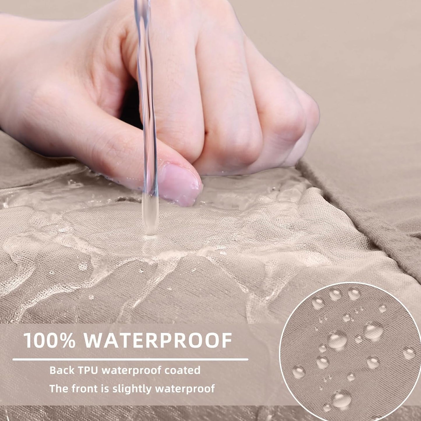 hyha Waterproof Couch Cushion Covers, Stretch Sofa Couch Seat Slipcover for Dog Washable, Non-Slip Waterproof Outdoor Cushion Covers for Patio Furniture Replacement (1 Piece for Large, Taupe)