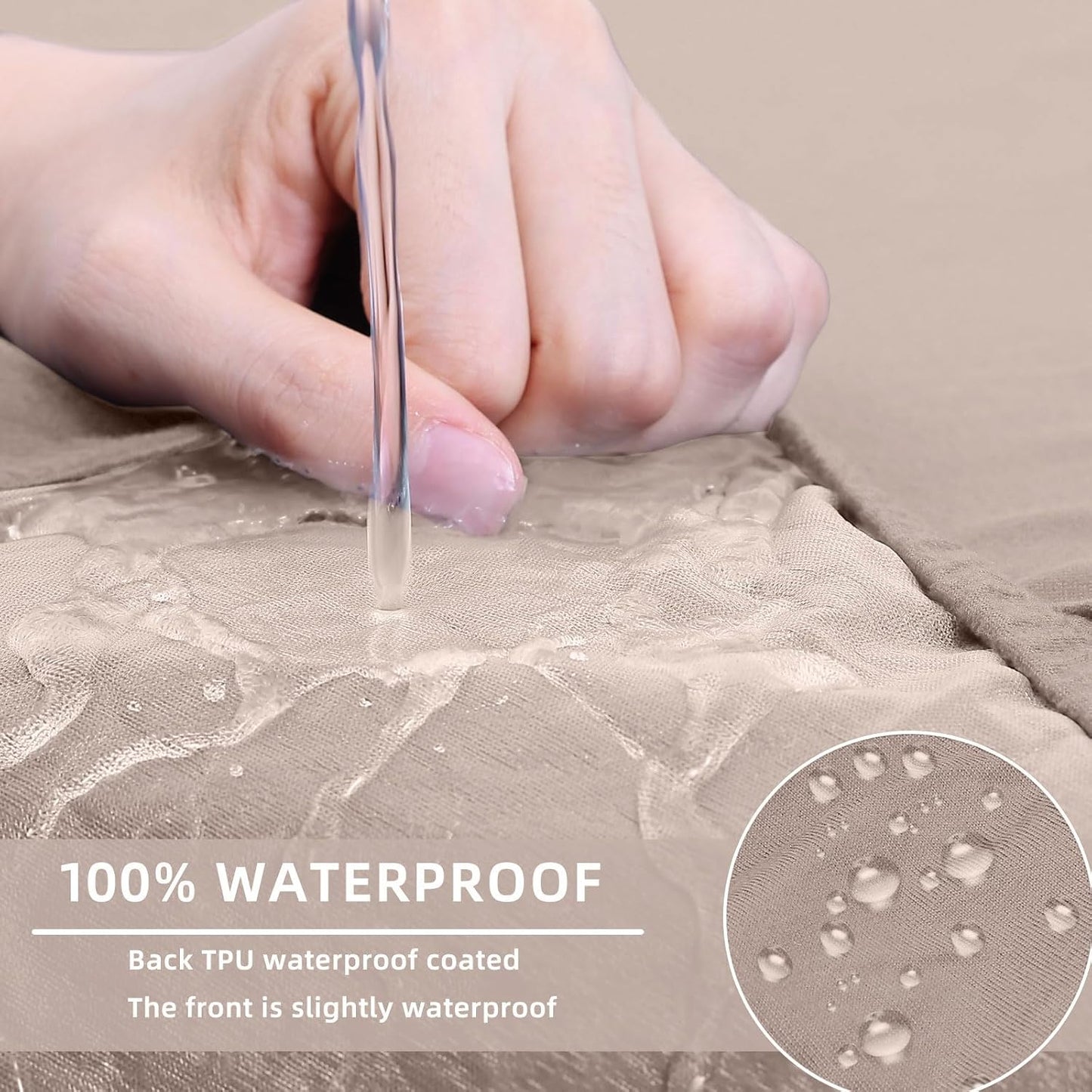 hyha Waterproof Couch Cushion Covers, Stretch Sofa Couch Seat Slipcover for Dog Washable, Non-Slip Waterproof Outdoor Cushion Covers for Patio Furniture Replacement (2 Pieces, Taupe)