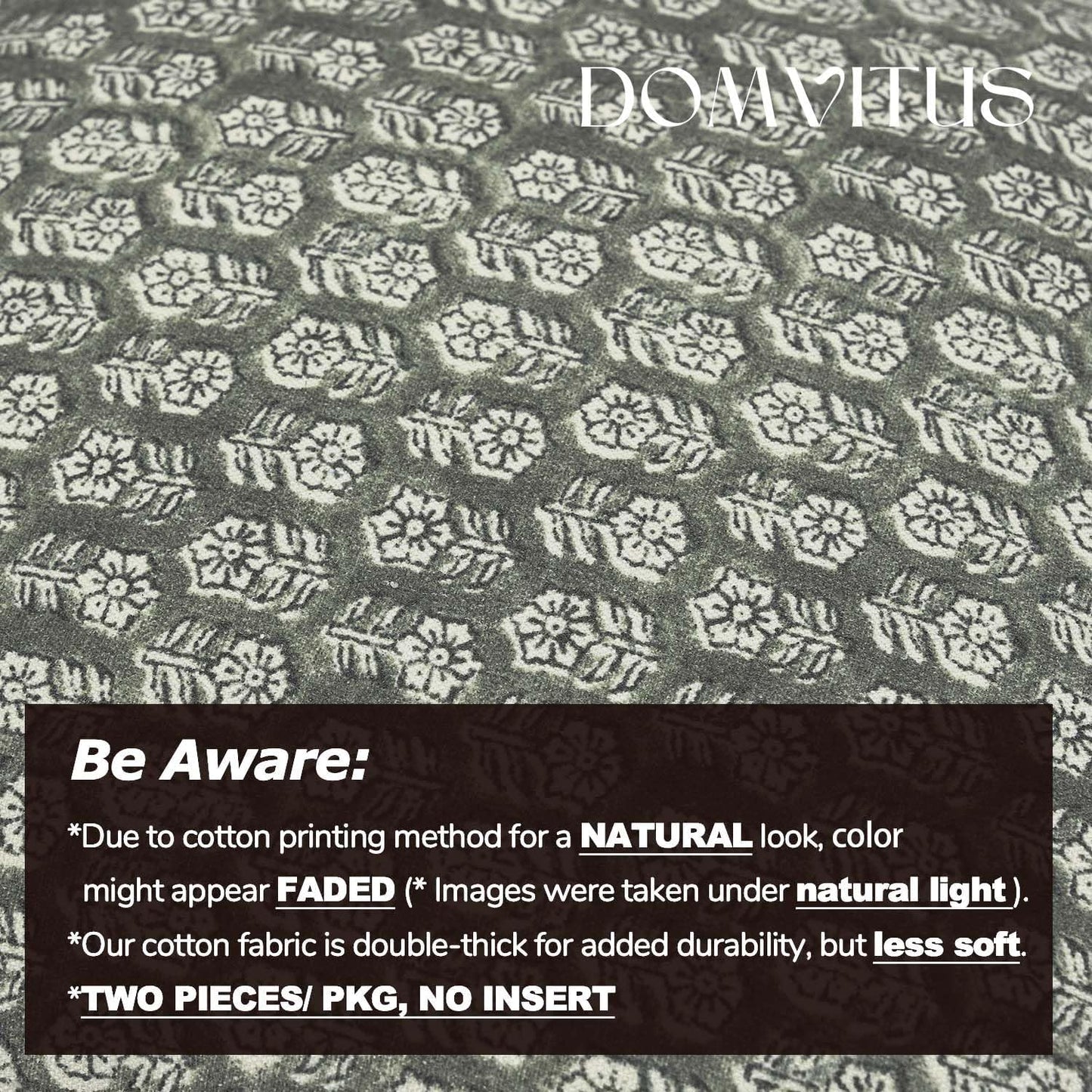 DOMVITUS Floral Pillow Covers Set of 2, Throw Pillow Covers 18x18, Floral Print Neutral Accent Decorative Pillow Covers for Living Room, Bed, Mineral Green