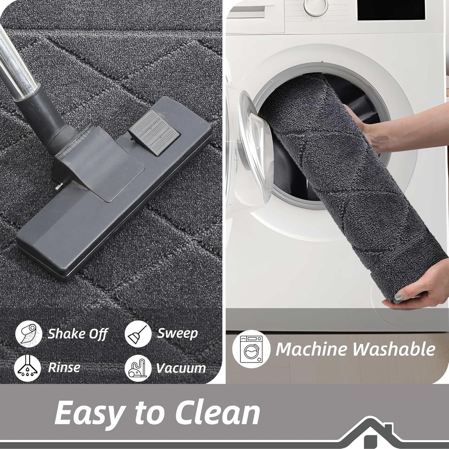 BEQHAUSE Dirt Trapper Door Mat 36" x 60", Doormat Non-Slip Entryway Rugs Washable, Dog Door Mat Stain Resistant and Absorbent Welcome Floor Mat for Front Back Door, Muddy Wet Shoes & Paws, Dark Grey