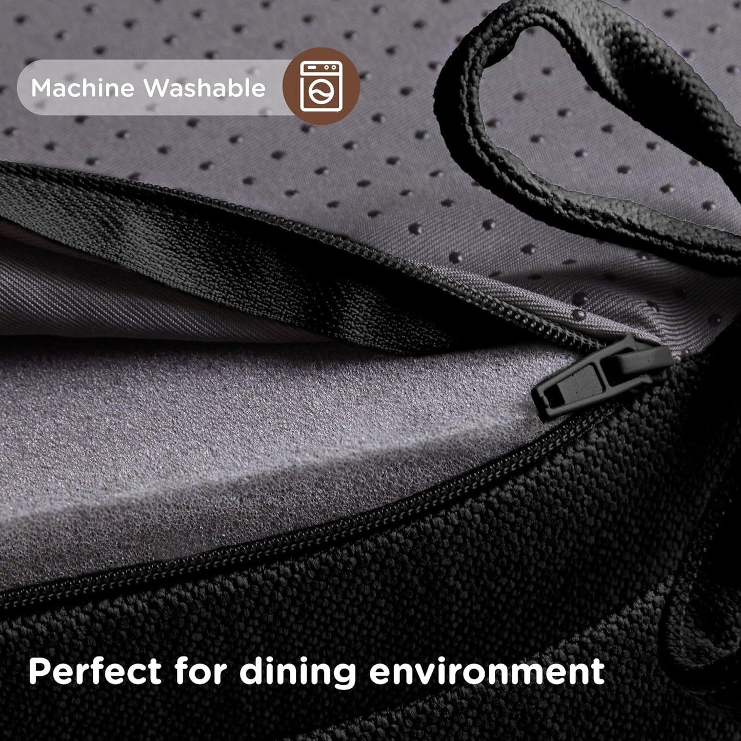 Codi Dining Chair Cushions 4 Pack, Thick Chairs Pads for Indoor Kitchen Room - Washable, Non-Slip Memory Foam Seat Cushion with Ties, 16.5"x16.5"x 3.5", Set of 4, Black