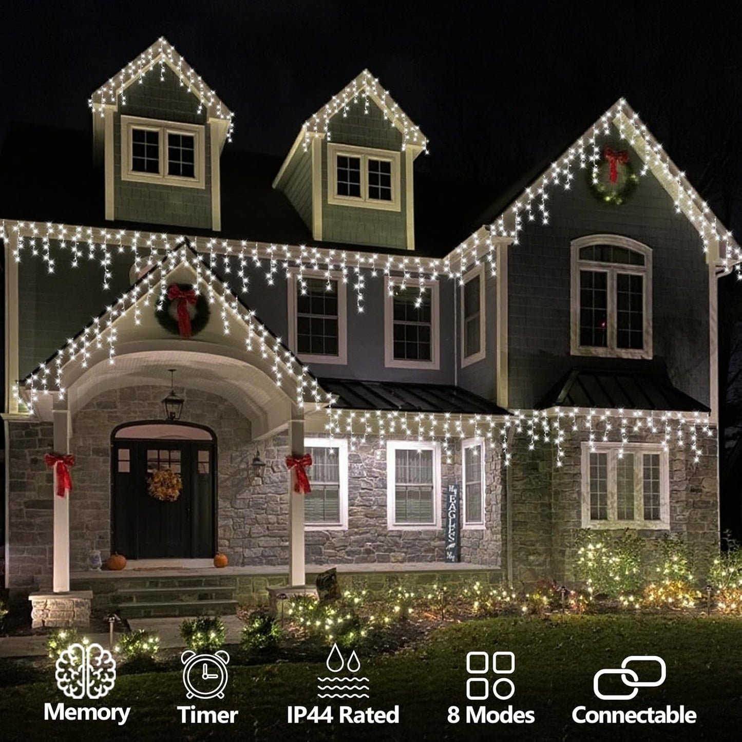 QITONG 800 LED Icicle Lights White