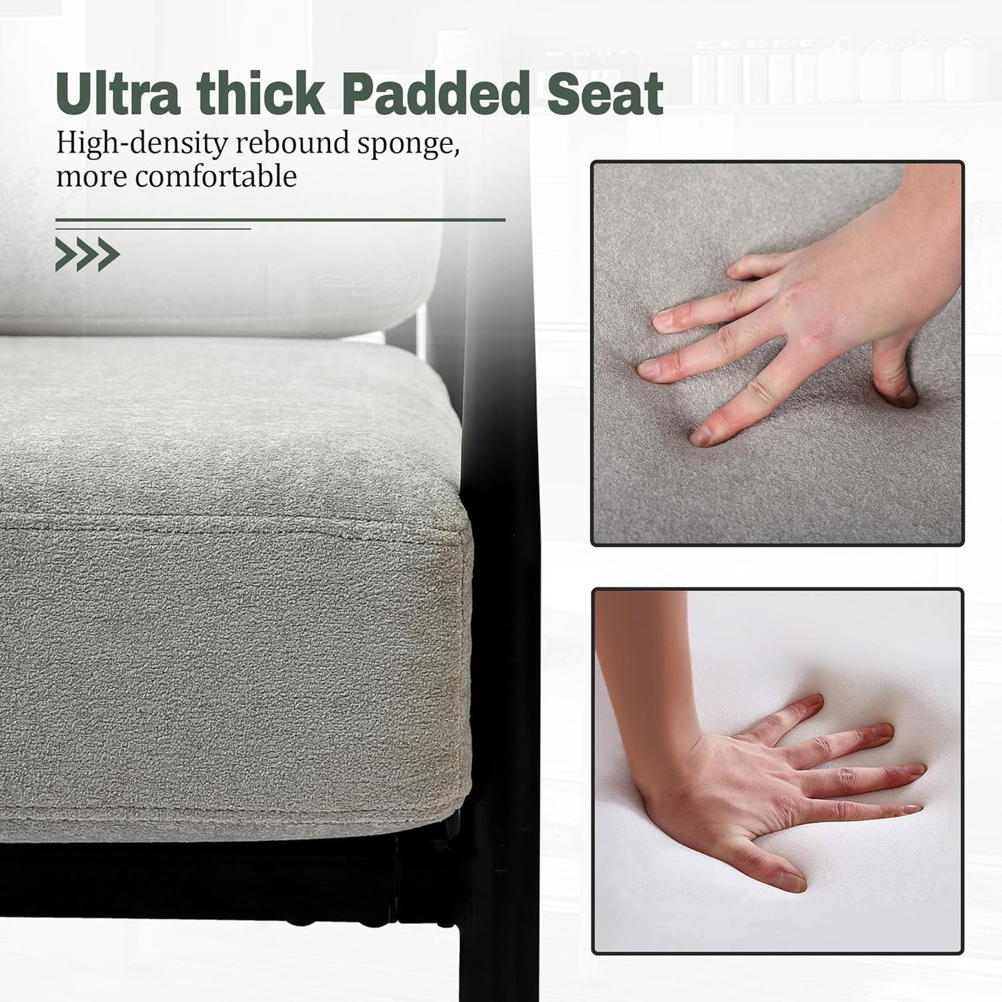 Modern Accent Chairs Set of 2 for Living Room Bedroom Mid Century Arm Chairs Upholstered Office Accent Chairs Comfy Waiting Room Chairs with Metal Frame, Grey