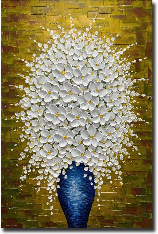 V-inspire Art,24x36 Inch Plump Floral Canvas Hand drawn Framed Blossom Tree Oil Painting on Canvas Gallery Wrapped Flower Paintings Living Room Traditional Ornament