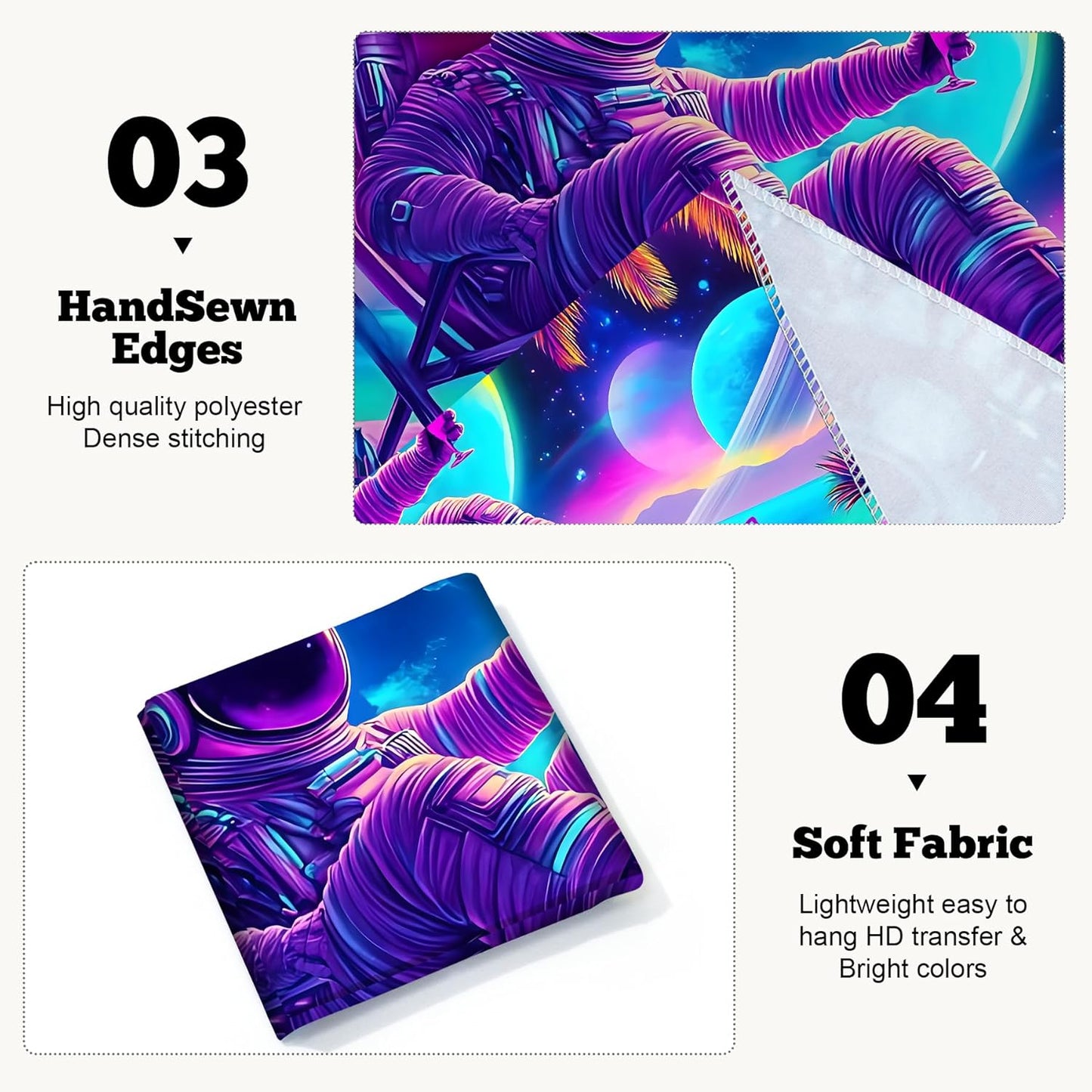 BVBOX Astronaut Space Blacklight Tapestry 79"x59", UV Reactive Astronaut Beach Lounge Chair Vacation Universe Planet Glow in Dark Tapestries, Black Light Neon Upright Poster Wall Hanging Backdrop Decor for Bedroom Living Room