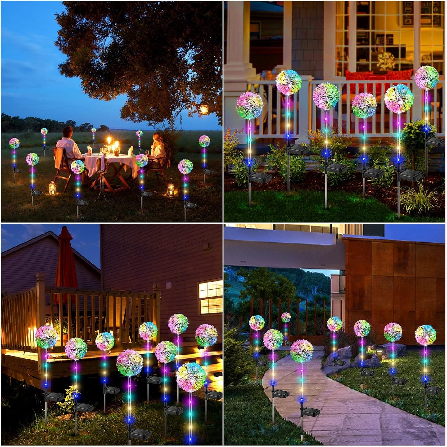 Solar Dandelion Lights Outdoor Decorative: 6 Pack Garden Lights Solar Powered - Waterproof Colorful Flower Light Decor for Yard Patio Porch Pathway Outside Lighting, Unique Gifts for Women