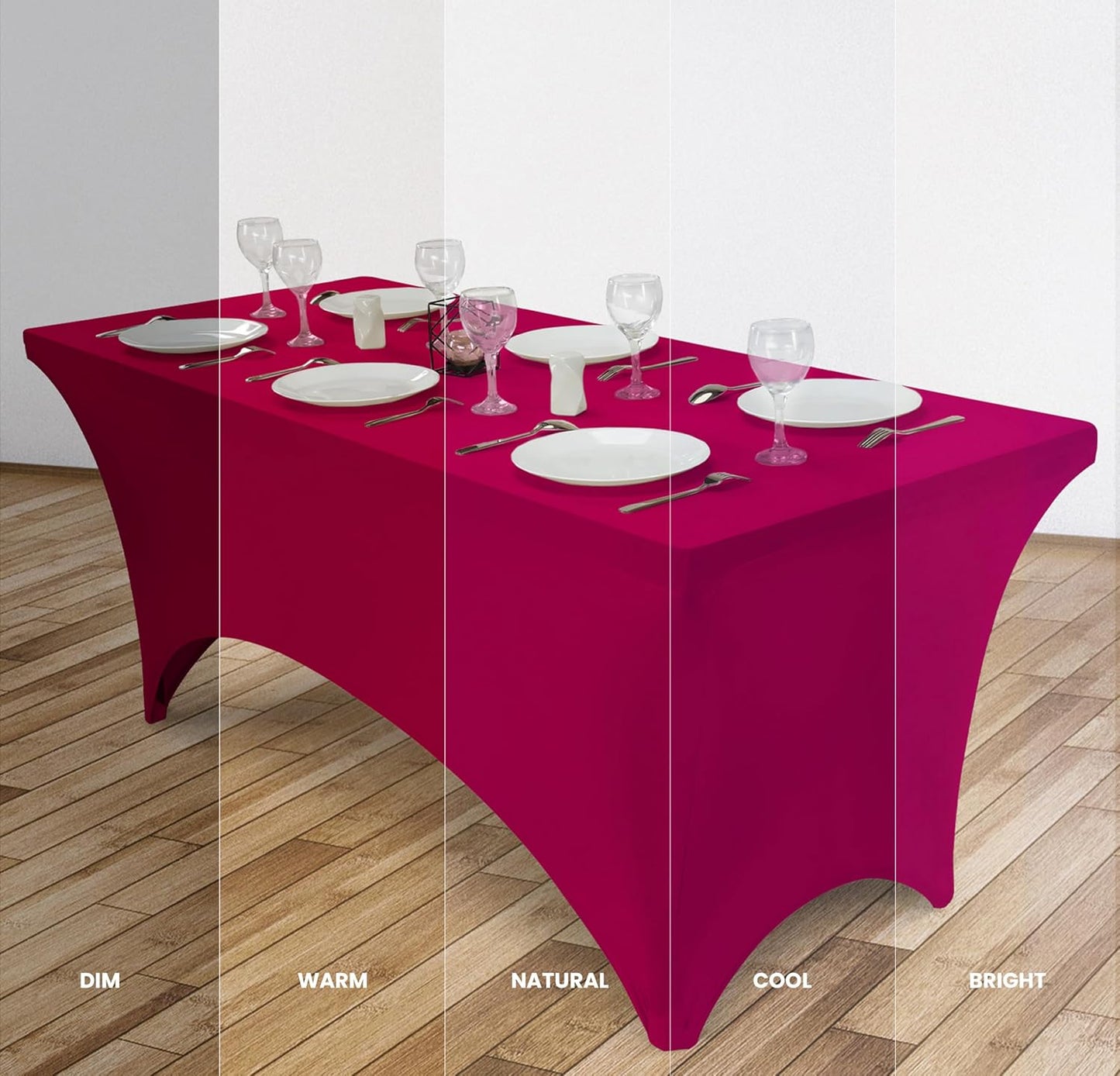 Utopia Kitchen 6FT Spandex Tablecloth [2 Pack, Fuchsia] 200 GSM Stretch, Fitted, Washable and Wrinkle Resistant Table Cloth Rectangle Cover for Trade Shows, Wedding, Parties [72Lx30Wx30H Inch]