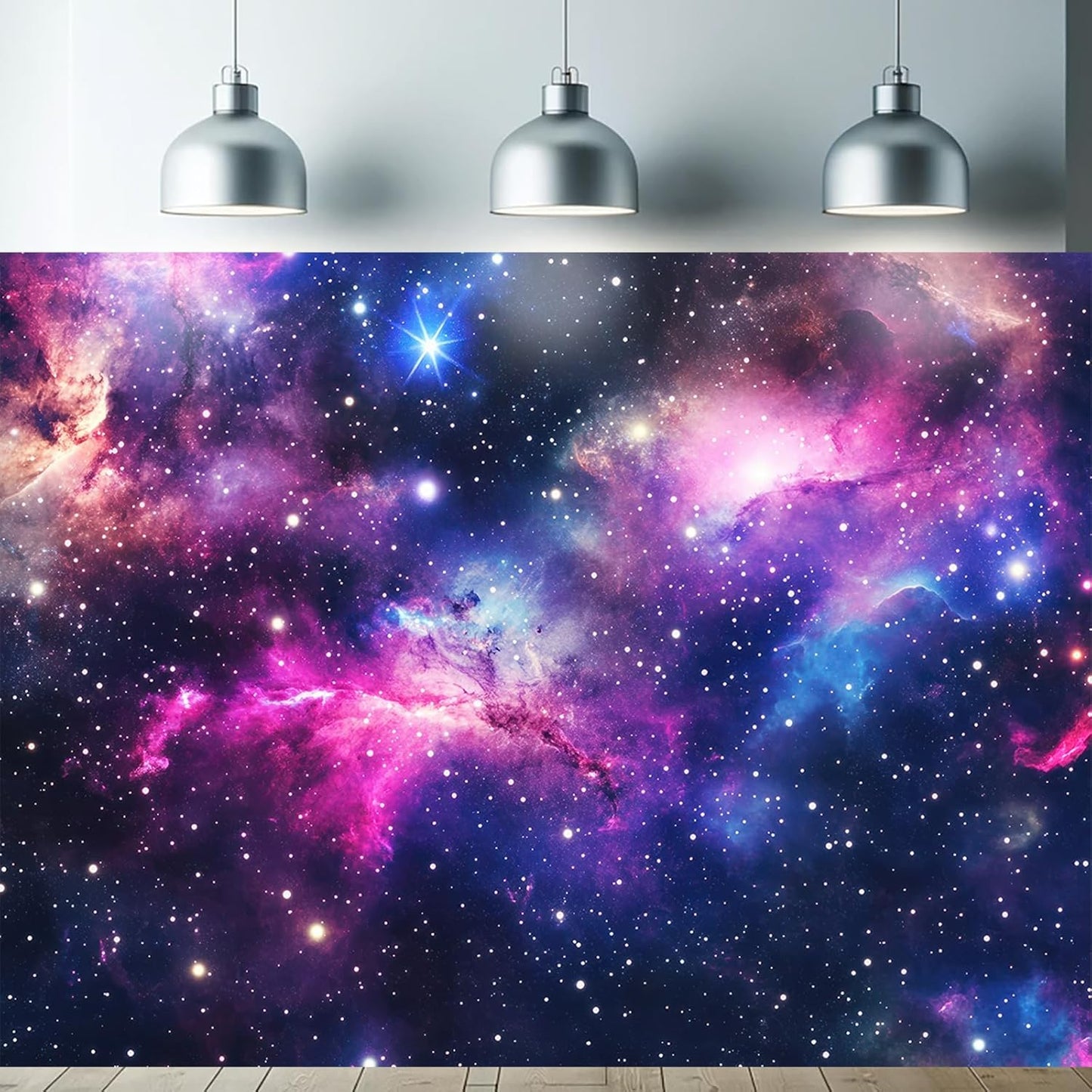 Starlit Patio Galaxy Nebula Blacklight Tapestry UV Reactive Wall Hanging Stars and Cosmic Clouds for Bedroom Dorm Living Room Glowing Universe Decor Fluorescent Trippy Poster 78 x 59 Inch