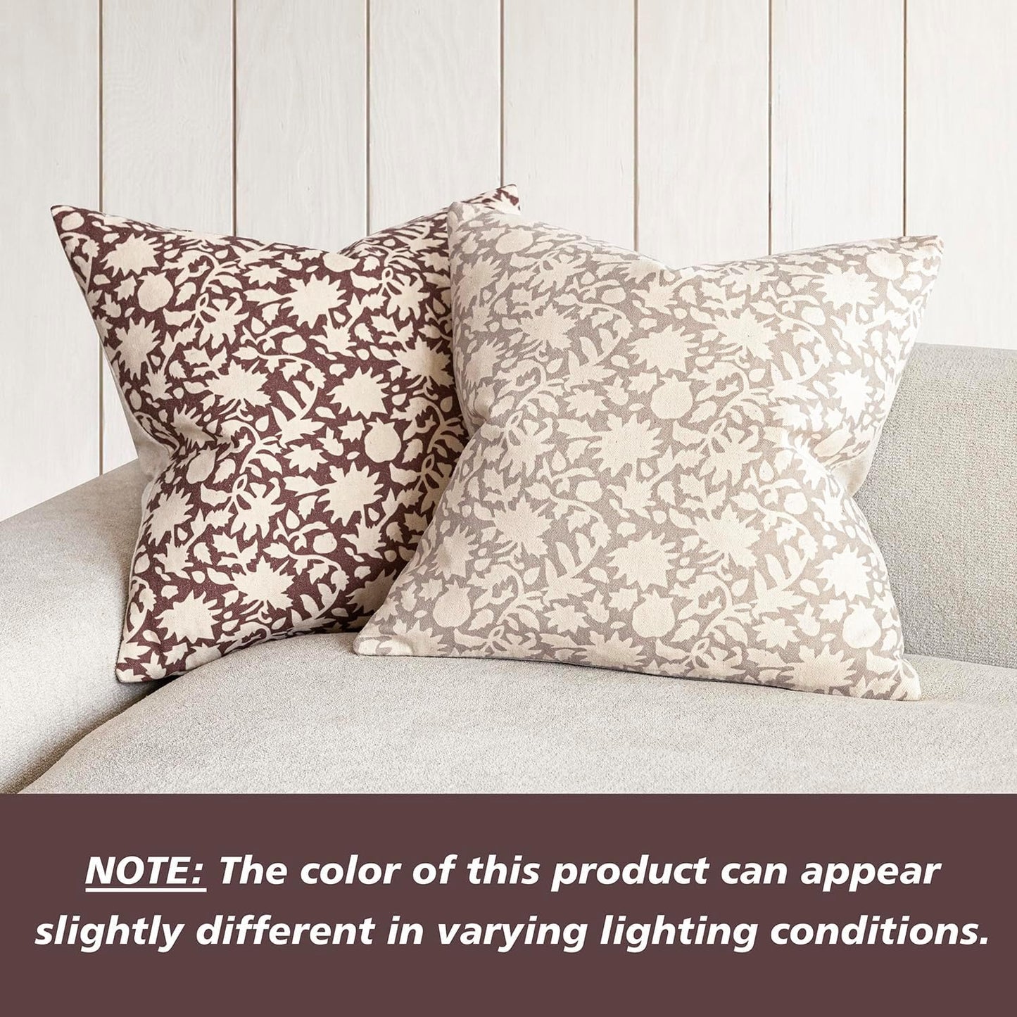 Foindtower Set of 2 Decorative Neutral Floral Throw Pillow Covers Accent Farmhouse Cushion Covers Boho Vintage Pillowcase for Couch Sofa Bedroom Living Room Home Decor Outdoor,18×18 Inch,Wine Red