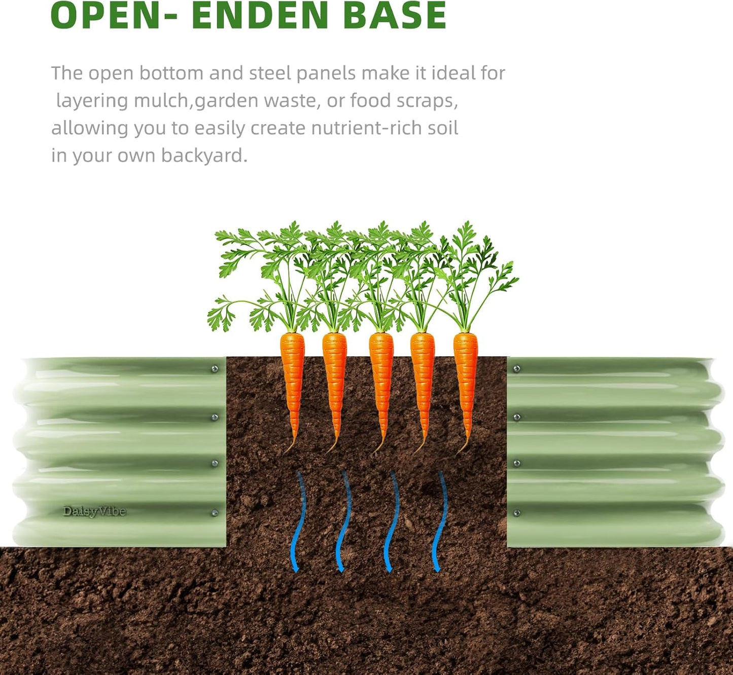 DaisyVibe Raised Garden Bed Kit, Planter Raised Garden Boxes Outdoor, Oval Large Metal Raised Garden Beds for Vegetables Flowers (Green, 6.5ftx2ftx1ft)