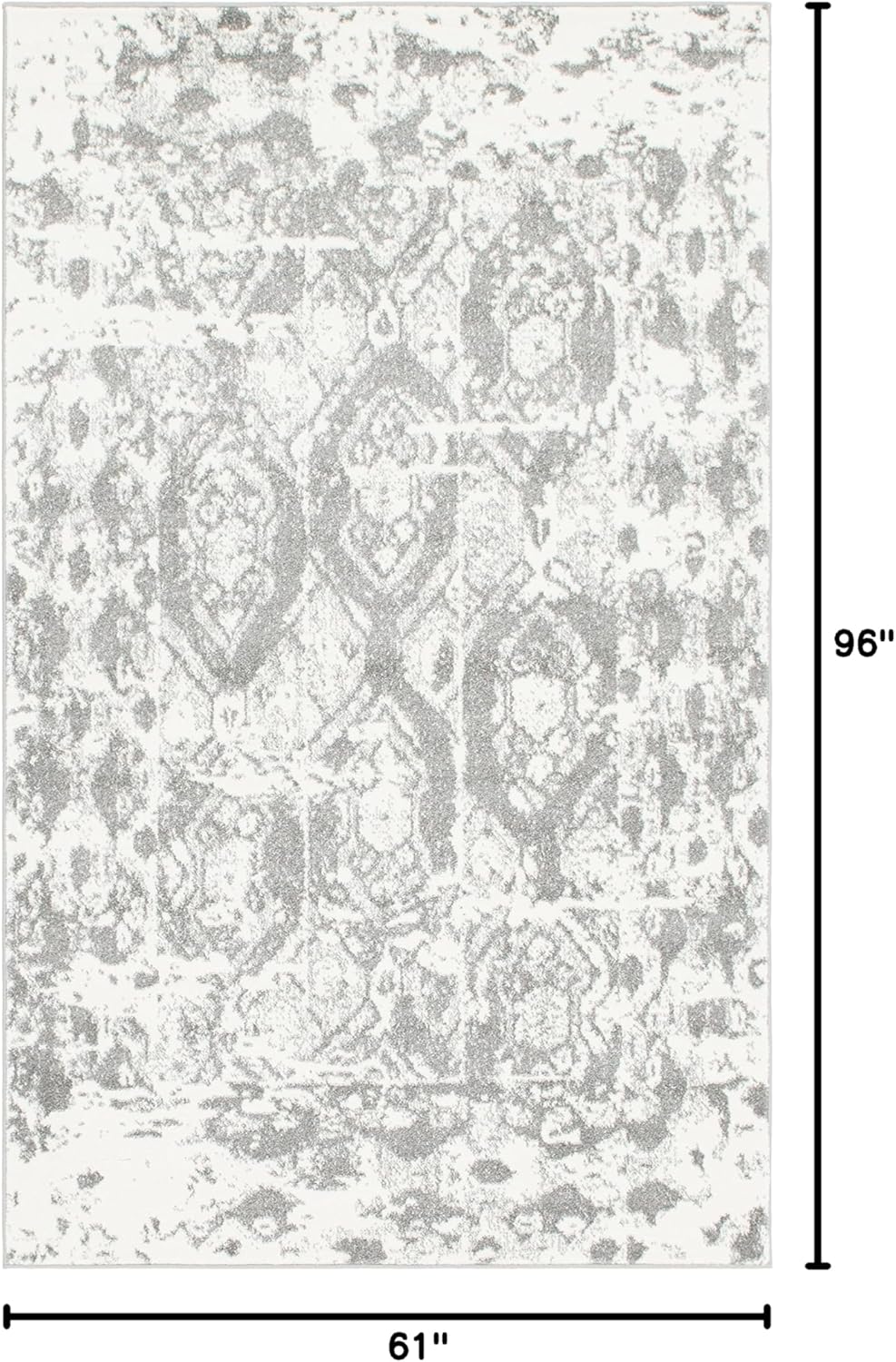 Unique Loom Rosso Collection Vintage, Geometric, Bohemian, Traditional, Distressed, Southwestern Area Rug, Rectangular 5' 0" x 8' 0", Light Gray/Ivory