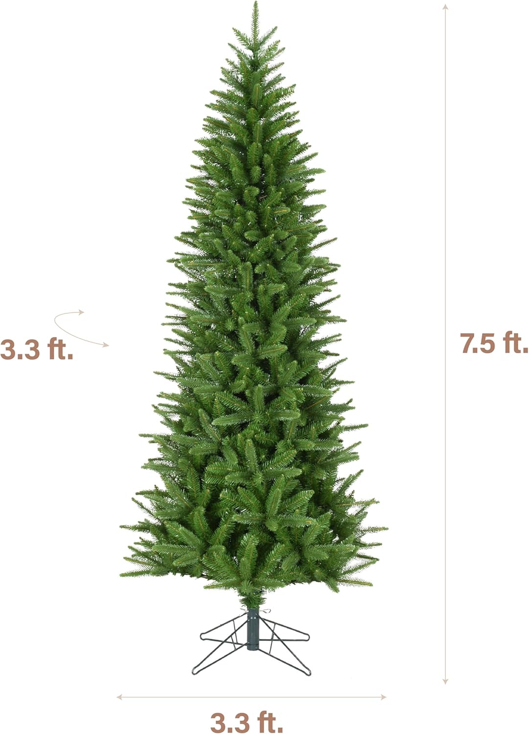 Fraser Hill Farm 7.5-Ft. Winter Falls Slim Artificial Christmas Tree with Stand and No Lights, Unlit Foldable Christmas Tree with Realistic Foliage for Home Decoration
