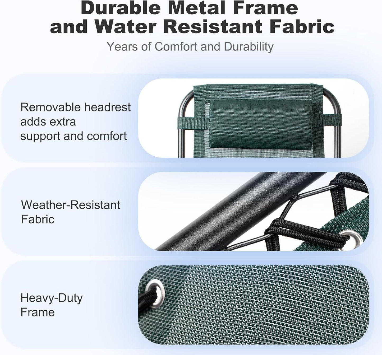 Nazhura Set of 2 Relaxing Recliners Patio Chairs Adjustable Steel Mesh Zero Gravity Lounge Chair Beach Chairs with Pillow and Cup Holder (Dark Green)