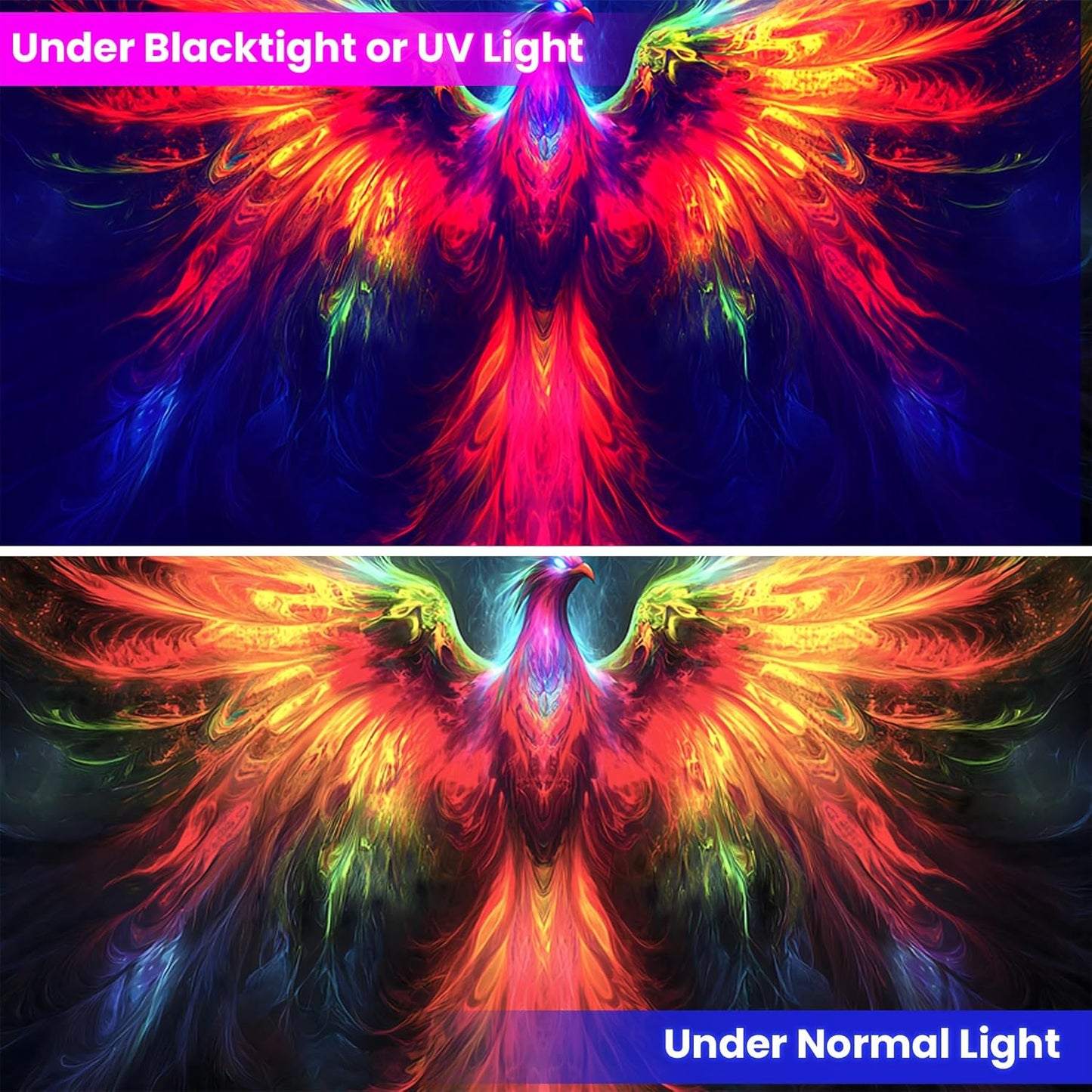 Blacklight Tapestry,WingTapestry Glow In The Dark,UV Reactive Black Light Upright Posters Wall Hanging for Bedroom Dorm Living Room Backdrop Decor (wing16, 79L" x 59W")