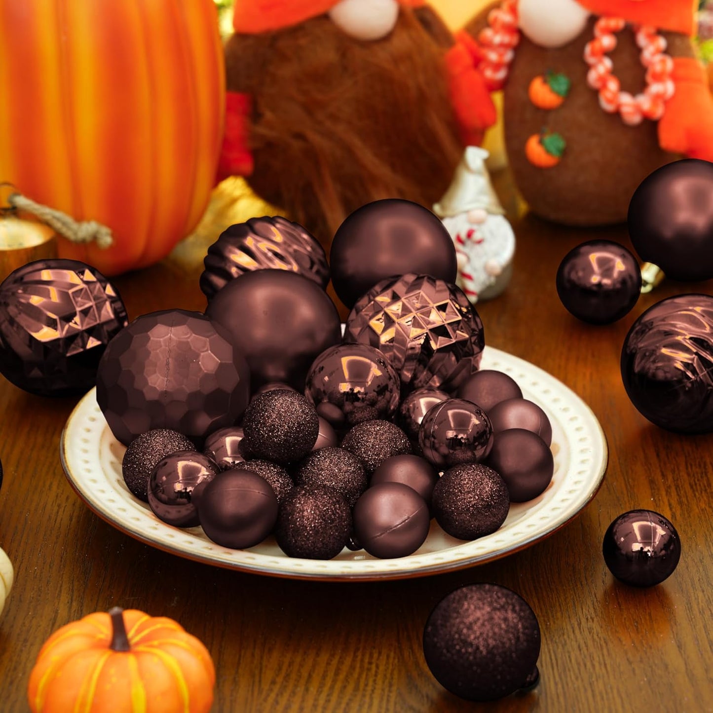 XmasExp 24ct Mini Christmas Ball Ornaments Shatterproof Christmas Ornaments Set Decorations for Xmas Tree Balls 30mm/1.18" (Brown)