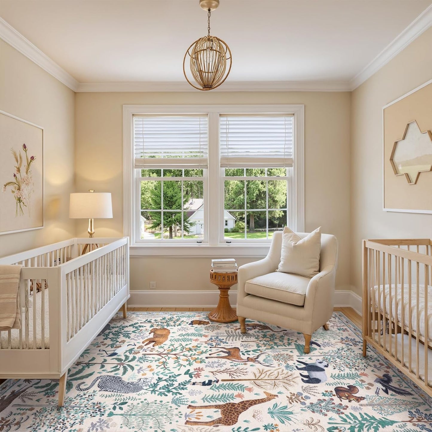 OJIA Jungle 8x10 Area Rugs for Living Room Bedroom Large Washable Rugs, Thin Modern Nursery Rug Non-Shedding Kids Playroom Rug Stain Resistant Large Carpet Neutral Rugs for Kids Room Dining