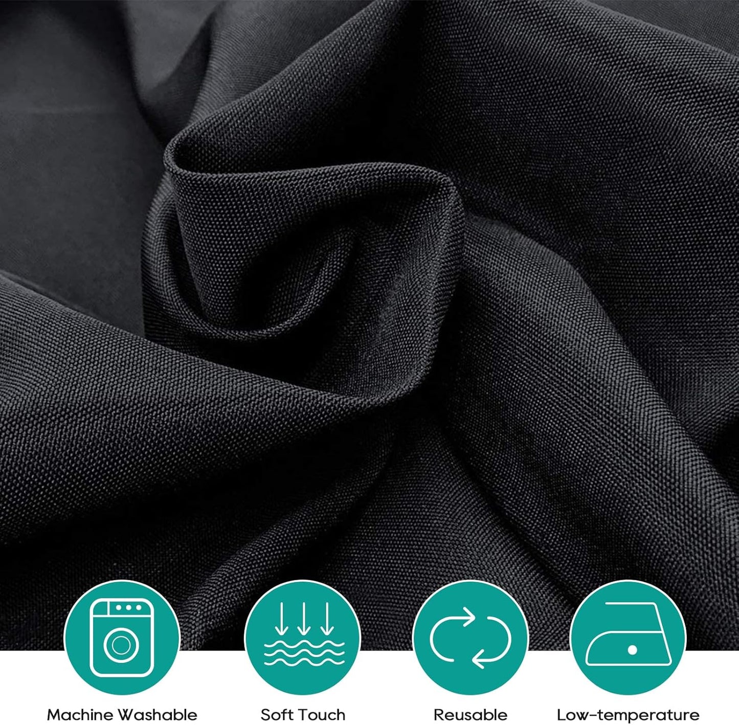 Surmente 132 inch Round Tablecloths -2 Pack Black Round Table Cloths, Polyester Fabric Table Covers for Wedding, Party, Banquet, or Restaurant