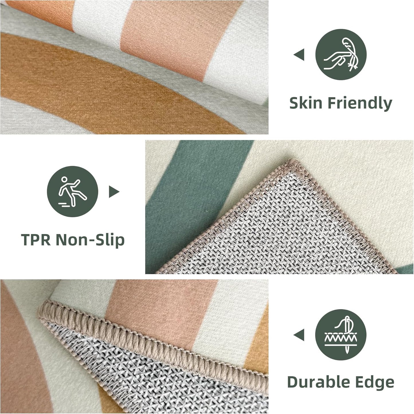 Indoor Outdoor Area Rug, Mid Century Modern Multicolored Outdoor Patio Rug,Washable Abstract Art Rainbow Rugs Non-Slip Carpet for Camping, Bedroom, Deck(8x10)