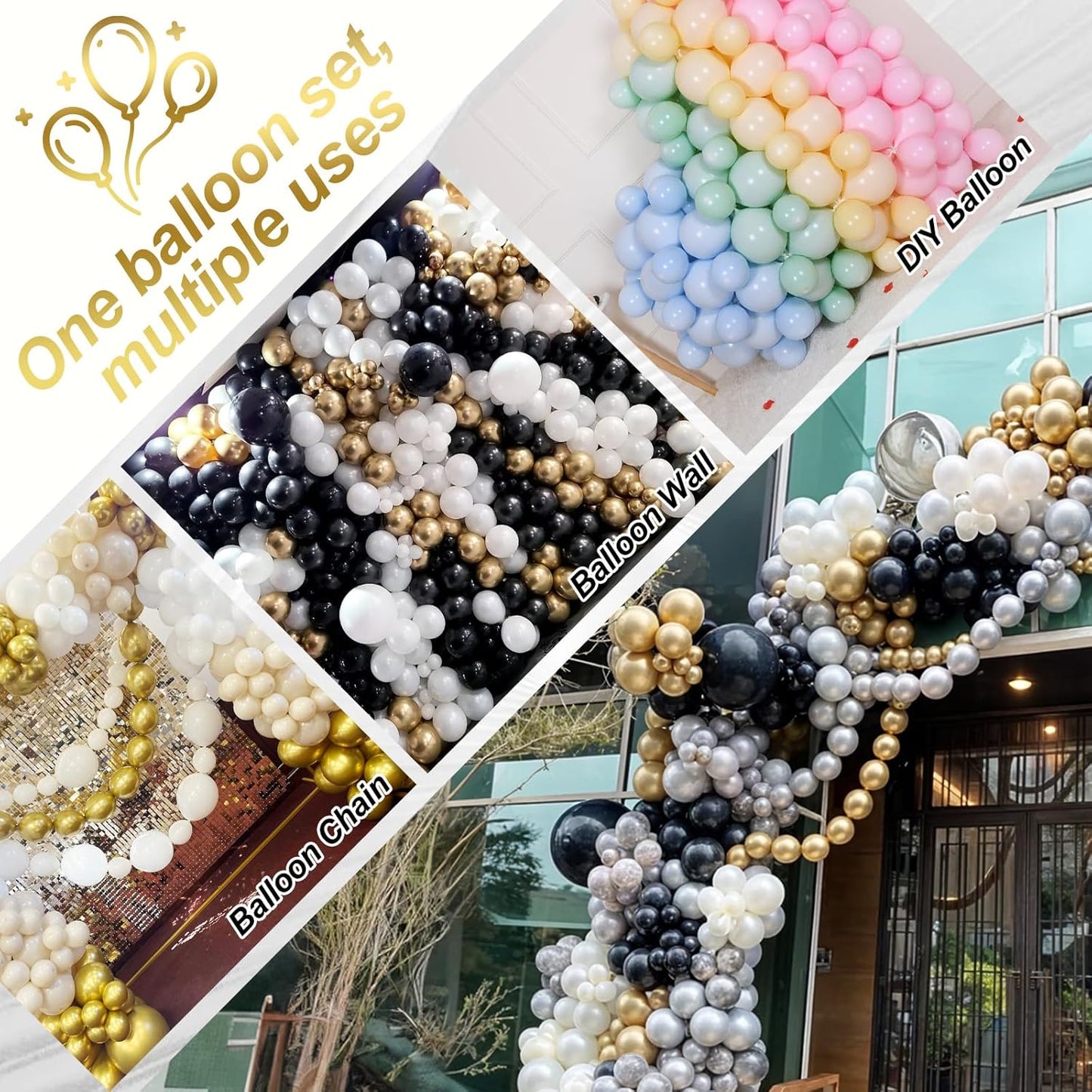 Gold Quick Link Balloons, 60PCS Linking for Balloon Wall Arch Chains, 6inch Linkable for Wedding Birthday Baby Shower Engagement Graduation Party Decorations
