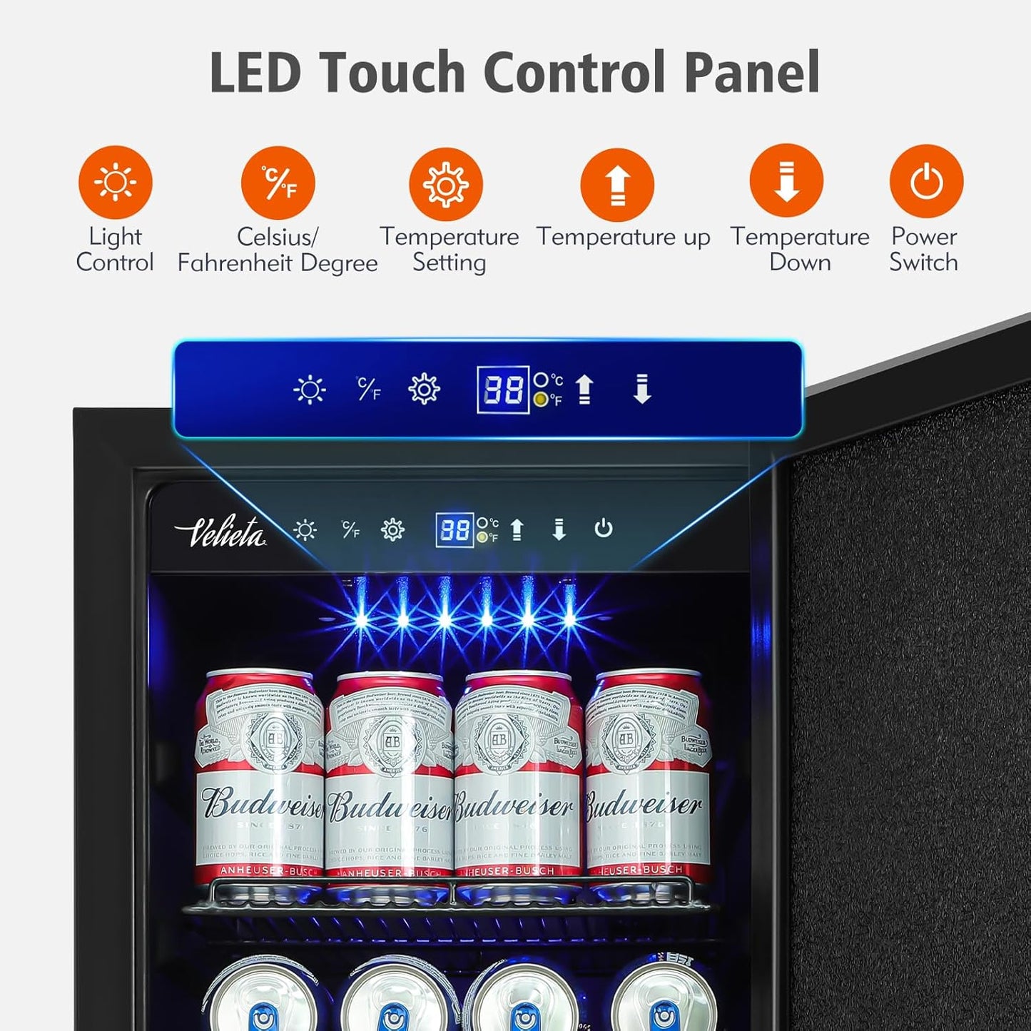 15 Inch Outdoor Beverage Refrigerator Cooler,Stainless Steel 127 Cans Beverage Fridge with French Door Under Counter Built-in or Freestanding, Perfect for Beer, Cola