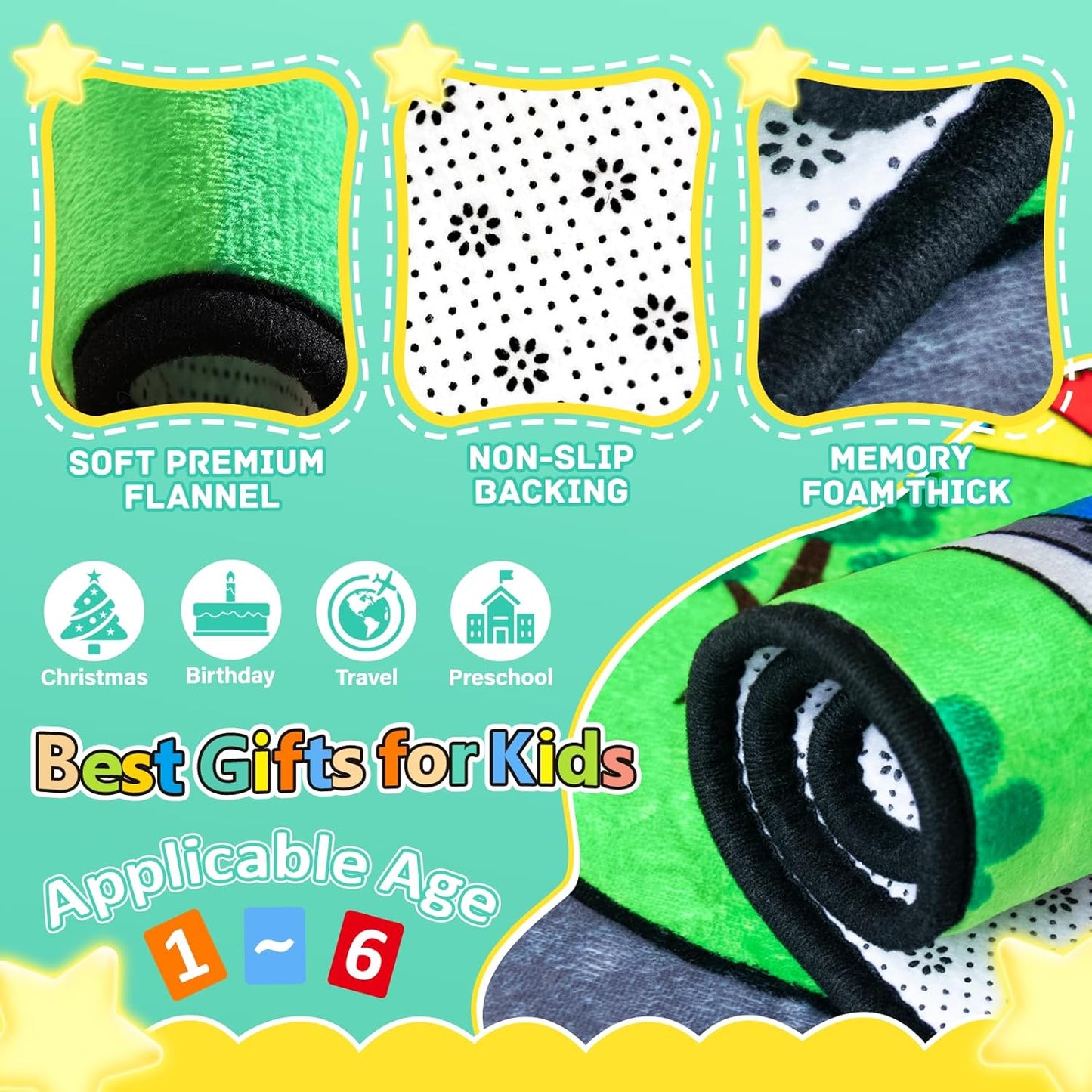 Road Car Rug,City Road Rug for Kids,5x7 Ft Kids Floor Play mat,and Car Carpet Play Mat with Realistic Colors – Perfect for Children and Non-Slip for Classroom,Playroom and Bedroom