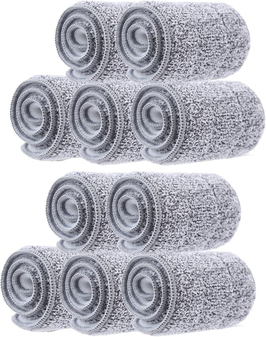 10 Pack 13 * 4.9" Generic Mop Pads Mop Head Refill Washable Wet/Dry Mops Flat Compatible with Most 11-13" Hook and Loop (Velcro) Flat Mops.System Floor Care System (10 Pack 13 * 4.9")