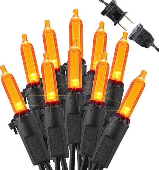 Brizled Orange Halloween Lights, 33ft 100 LED Halloween String Lights, 120V UL Certified Connectable Orange Light String Mini Tree Light Black Wire for Indoor & Outdoor Party Christmas Tree Decoration