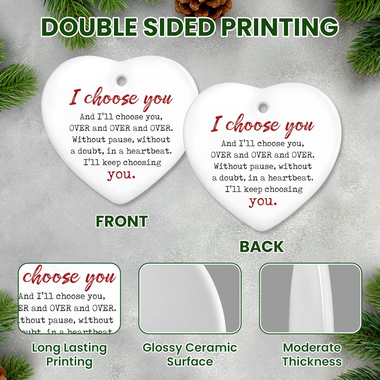 TEEZWONDER Couples Gifts for Him and Her - Ceramic Christmas Ornaments 2025 for Tree Decorations - Christmas Anniversary Wedding Engagement Gifts for Couples, Couple Gift for Girlfriend Boyfriend