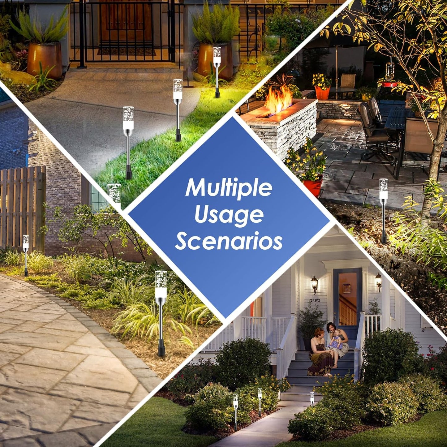 B-right Outdoor Pathway Lights, 6 Pcs LED Path Lights AC Plug 12V Low Voltage Landscape Lighting 570 Lumens, Extendable IP65 Waterproof Outdoor Garden Light for Patio Yard Walkway, Cool White 6000K