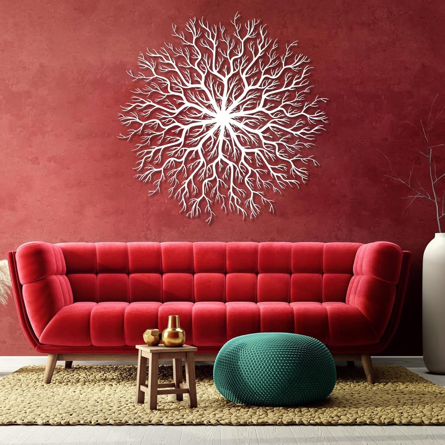 Tree of Life Metal Wall Art, Metal Tree Wall Art, Large Round Sculpture, Round Branch Wall Decor, Large Branch Artwork, Nature Sign, Wall Decor for Living Room, Housewarming Gift (Black, 32"x32"|80x80cm)