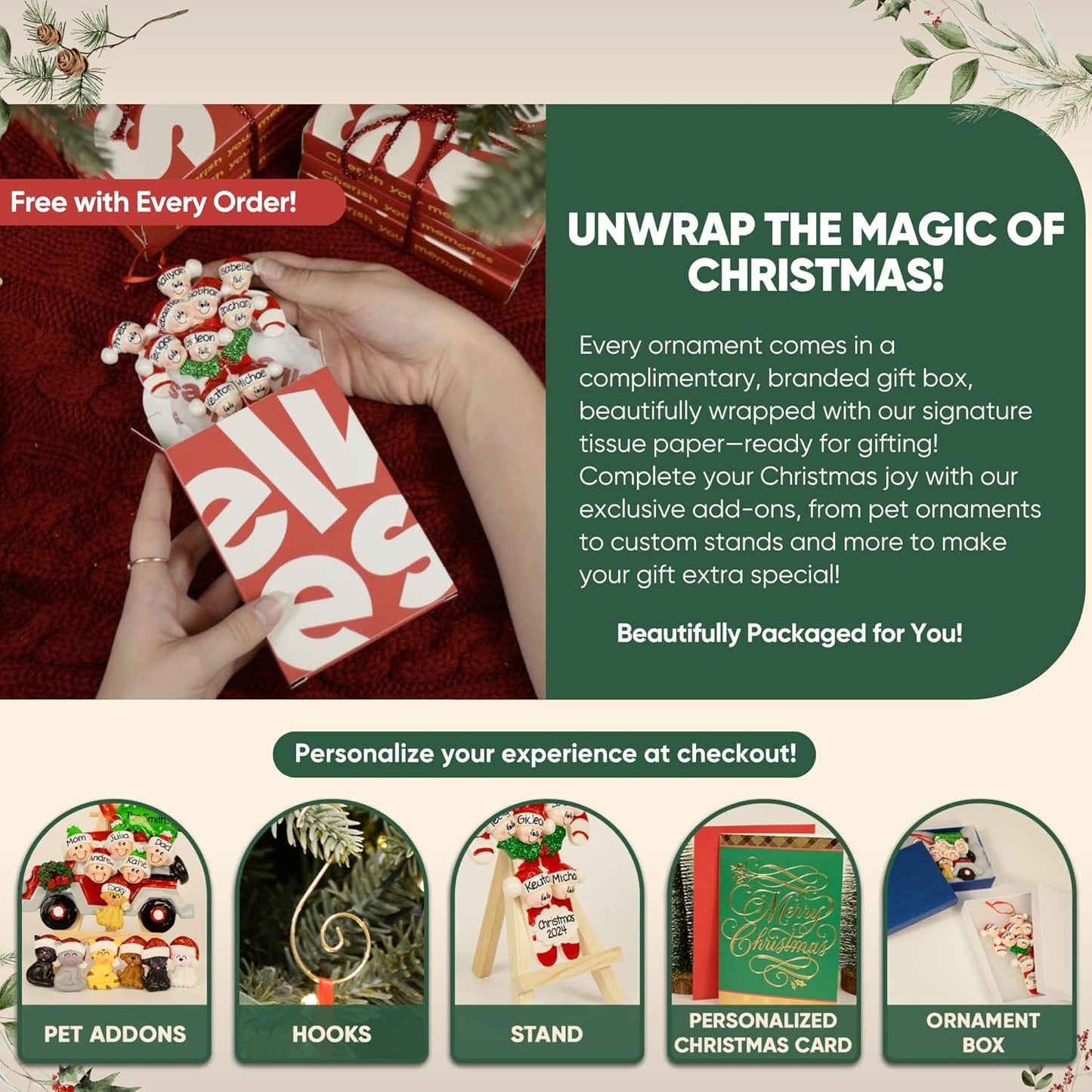 3D Fireplace Mantle Family of 9 Christmas Ornament 2025 Personalized Family Christmas Ornaments 2025 | Holiday Garland Personalized Tree Ornaments Customizable Gifts of Red Stockings of Nine Ornament