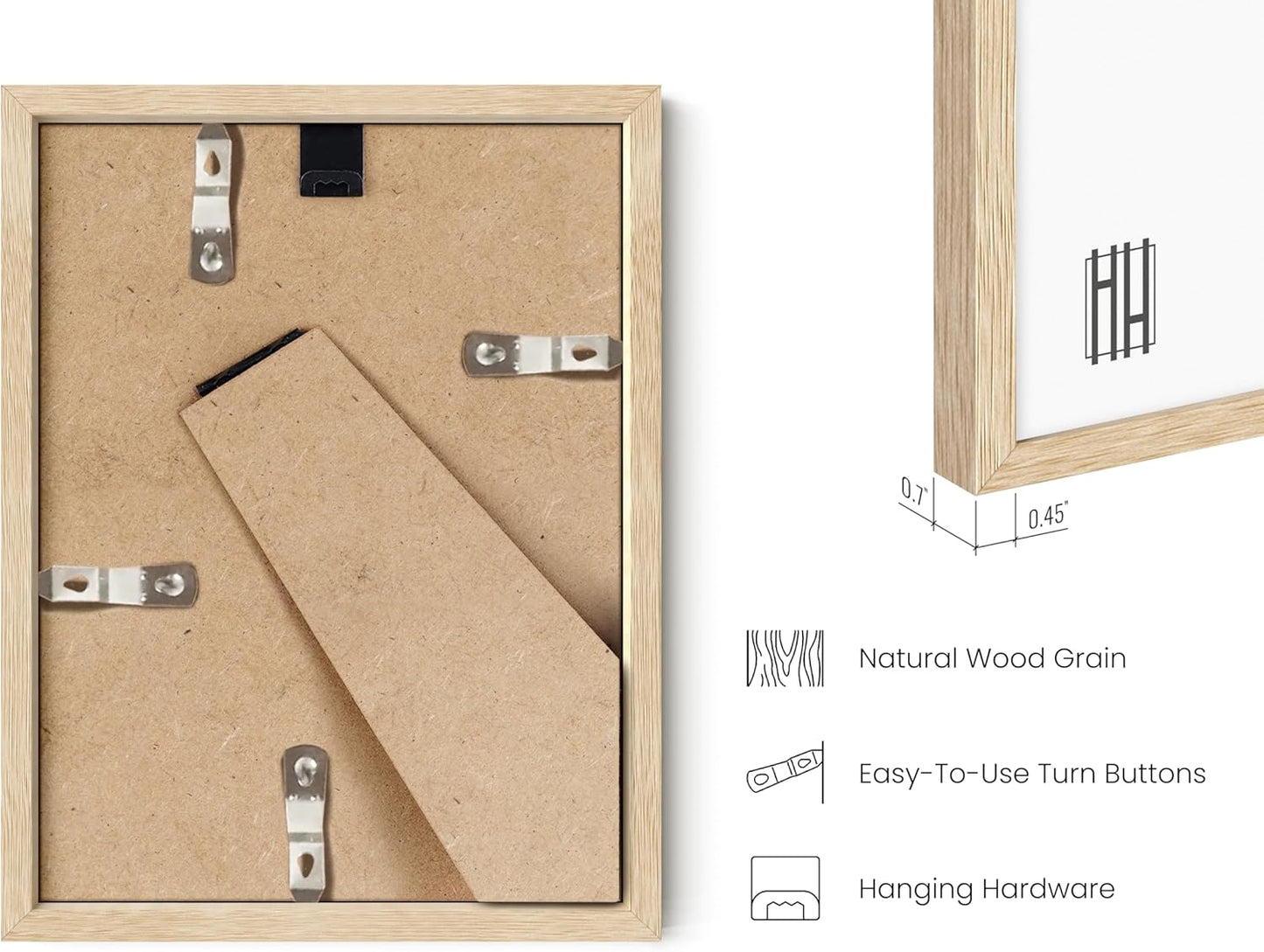 HAUS AND HUES 6x8 Natural Oak Wooden Picture Frame - Set of 3 6x8 Poster Frame - Premium Oak, Vertical Hang, Shatterproof Plexiglass - Ideal for Home, Room, Office (6x8-inch, Natural, Set of 3)