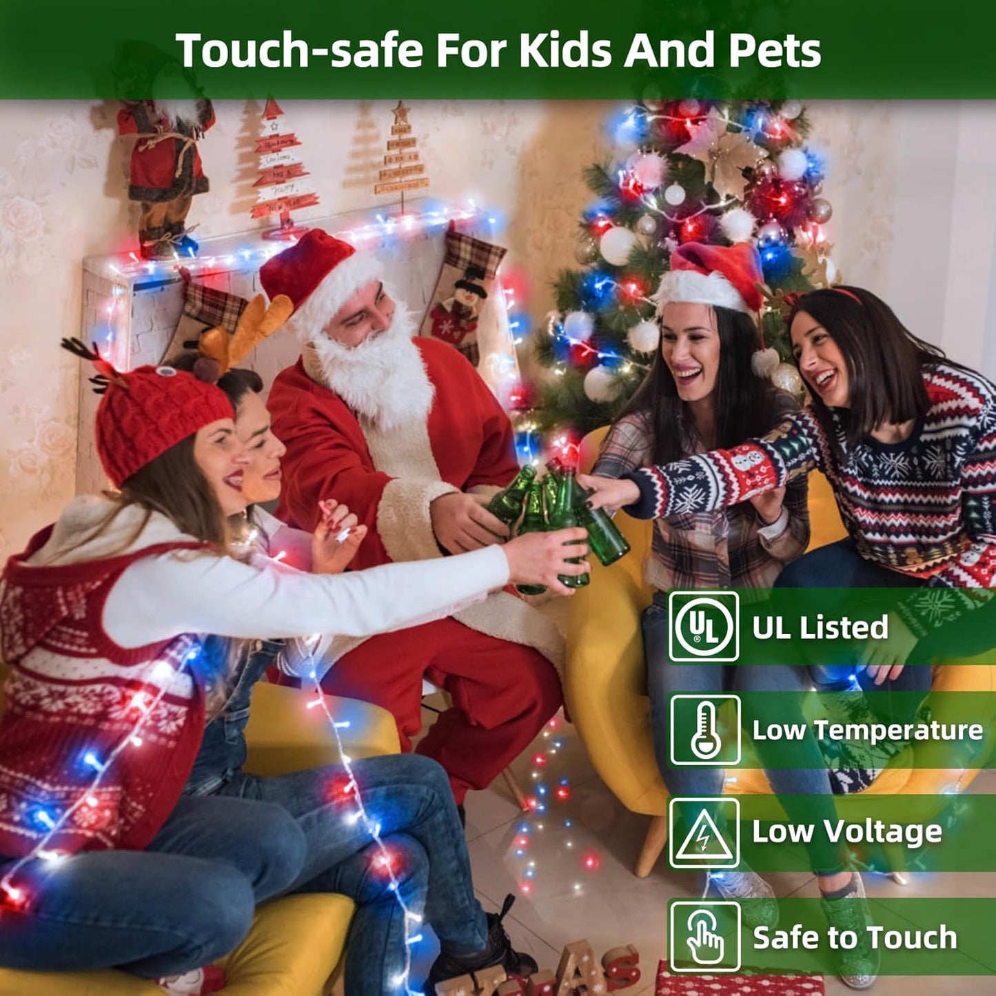 750 LED 240FT Christmas Lights Outdoor,12 Lighting Modes Christmas String Lights with Timer, Dimmable Plug in Red White and Blue LED StringLights Waterproof for Yard Tree Wedding Party Holiday