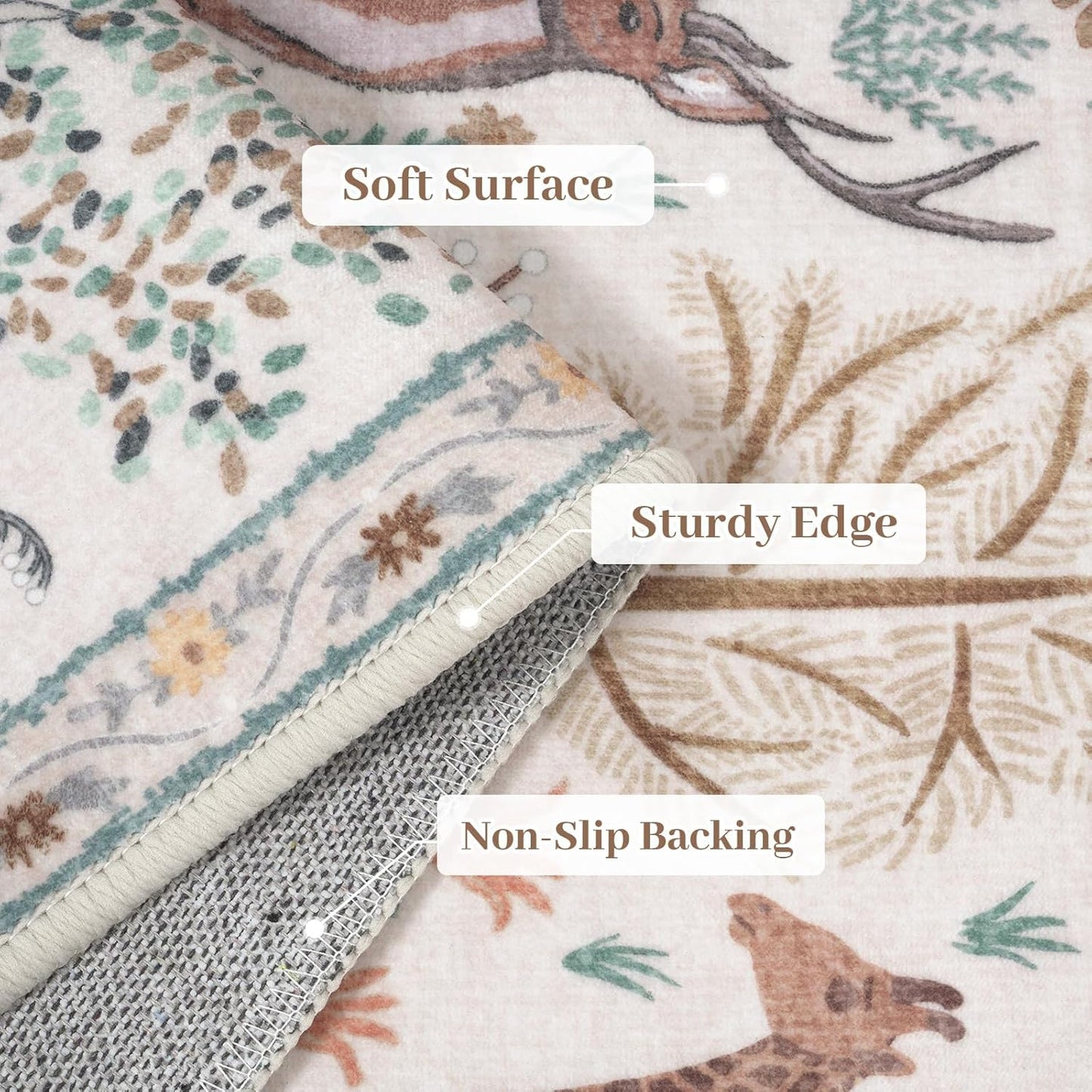 OJIA Jungle 8x10 Area Rugs for Living Room Bedroom Large Washable Rugs, Thin Modern Nursery Rug Non-Shedding Kids Playroom Rug Stain Resistant Large Carpet Neutral Rugs for Kids Room Dining