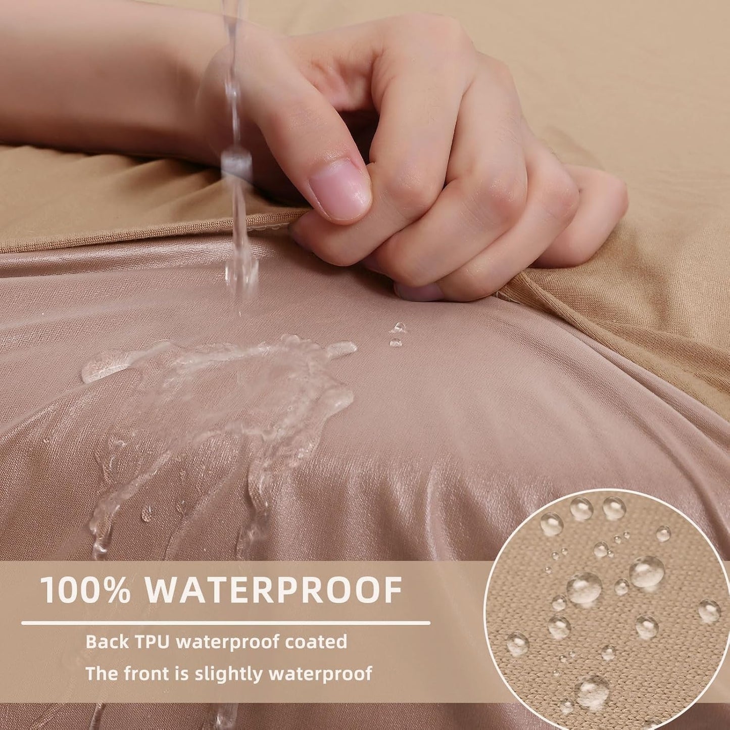 hyha Waterproof Couch Cushion Covers, Sectional Sofa Slipcovers Washable, L Shape Chaise Dog Couch Covers for Sectional Sofa, Universal Furniture Protector (1 Piece for Chaise, Camel)