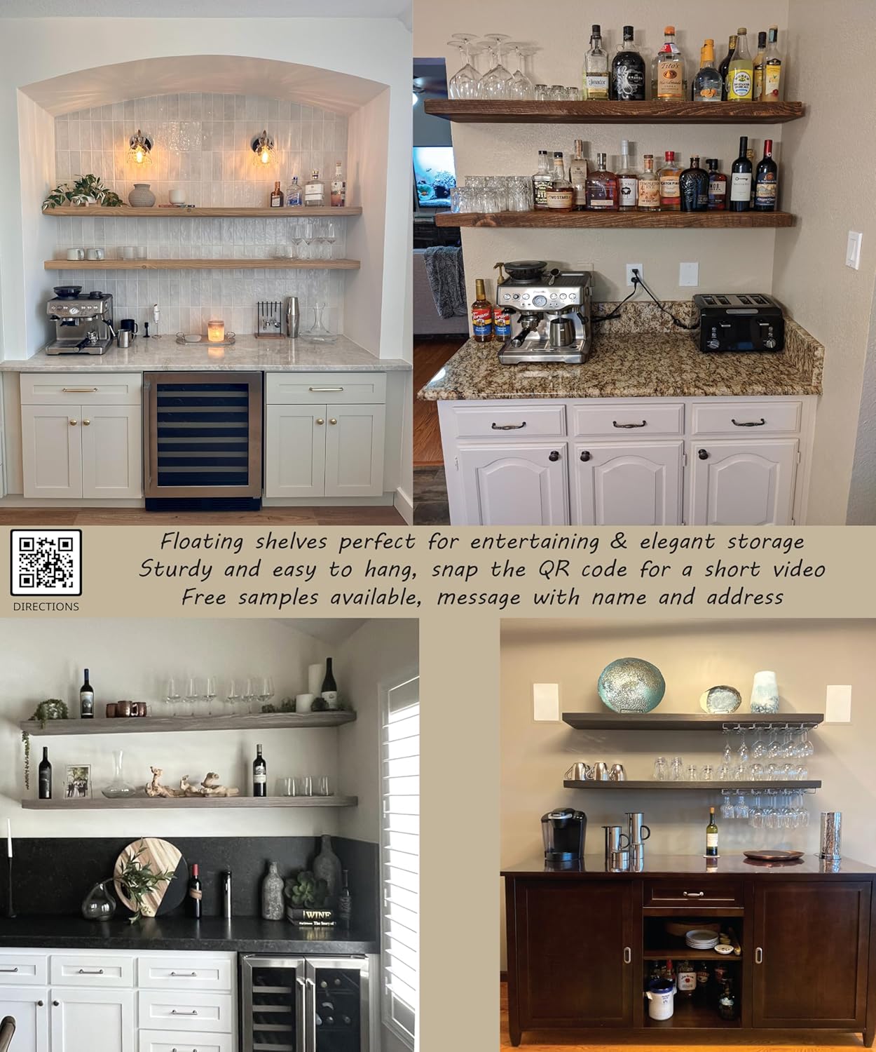 joelsantiques - 72 Inch Wooden Floating Shelves for Wall - 72x8x2 in - Made of Natural Wood - Long Heavy Duty Rustic Wall Shelves for Bedroom - Perfect for Living Room, Kitchen - Mocha