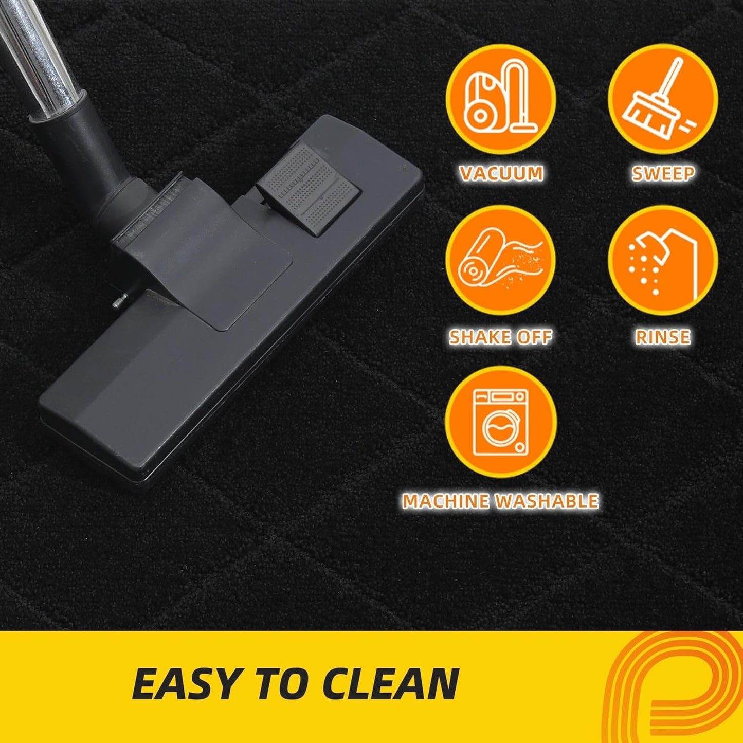 JSEI Dirt Trapper Door Mat 32"x48", Non-Slip Washable Entryway Mats, Dog Door Mat, Stain Resistant and Absorbent Floor Mats, Low Profile Welcome Mat for Front Back Door, Black