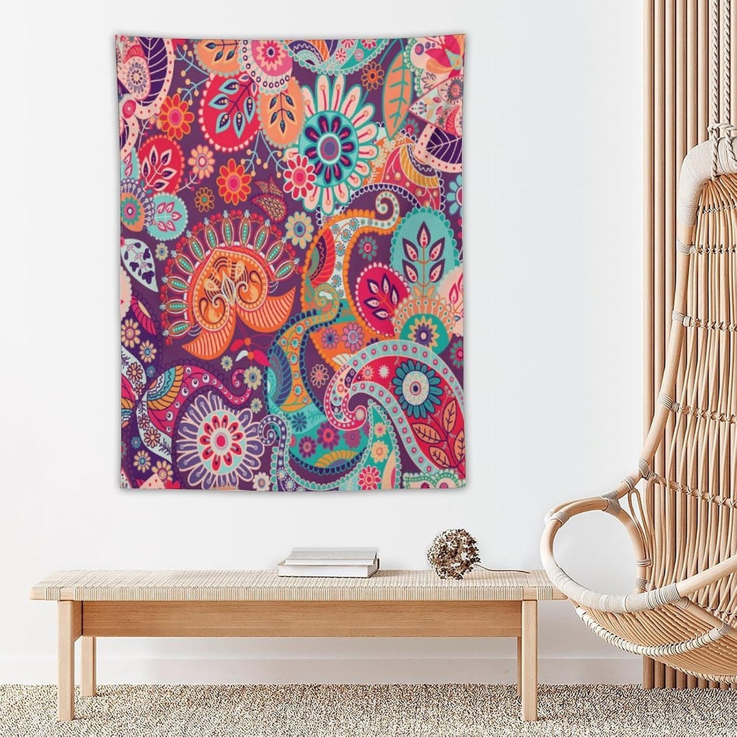 ICMOLYYENLO Palm Leaf Tapestry Wall Hanging, Tropical Leaves Plant Jungle Green Hawaiian Art Home Decor for Guest Bedroom Living Room Dormitory 60x80 Inch