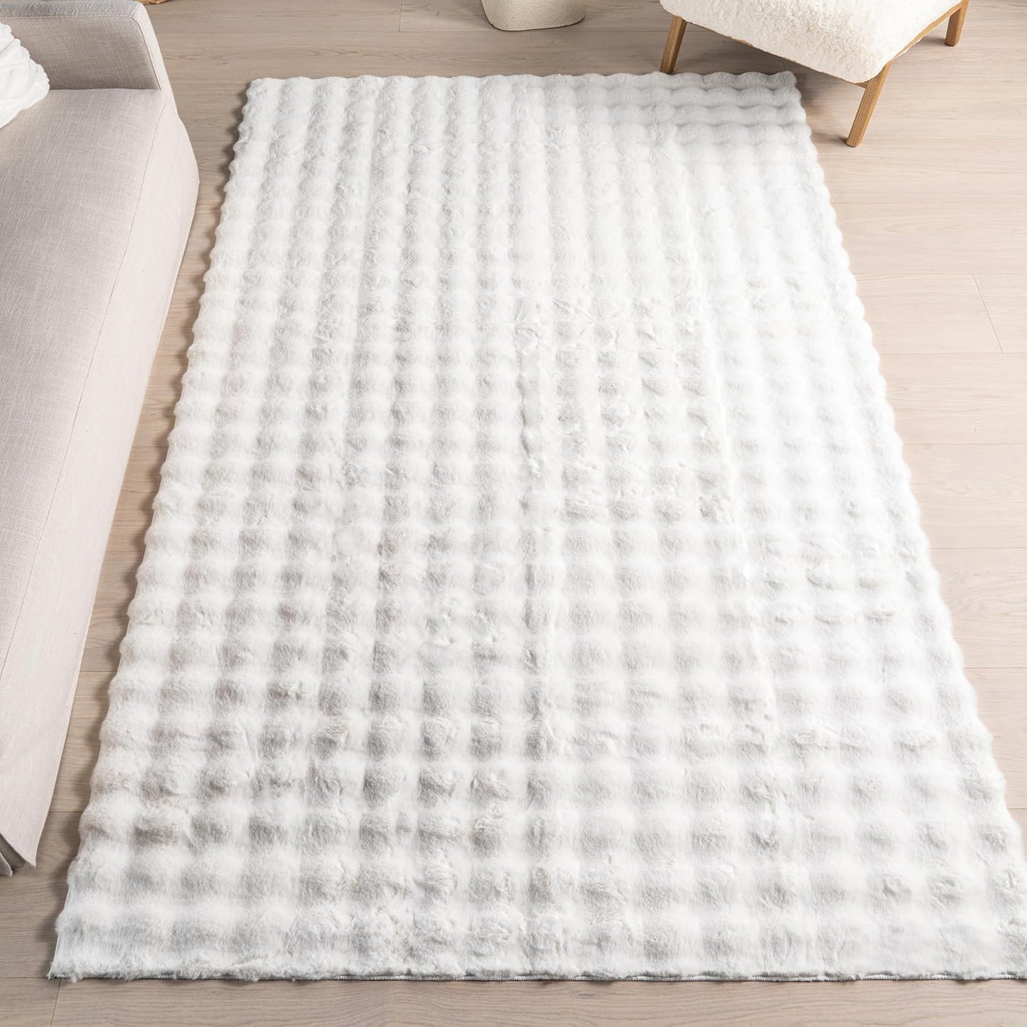 nuLOOM Jeni Checkered 6 Round Machine Washable Area Rug for Living Room Bedroom Dining Room Kitchen, Off White