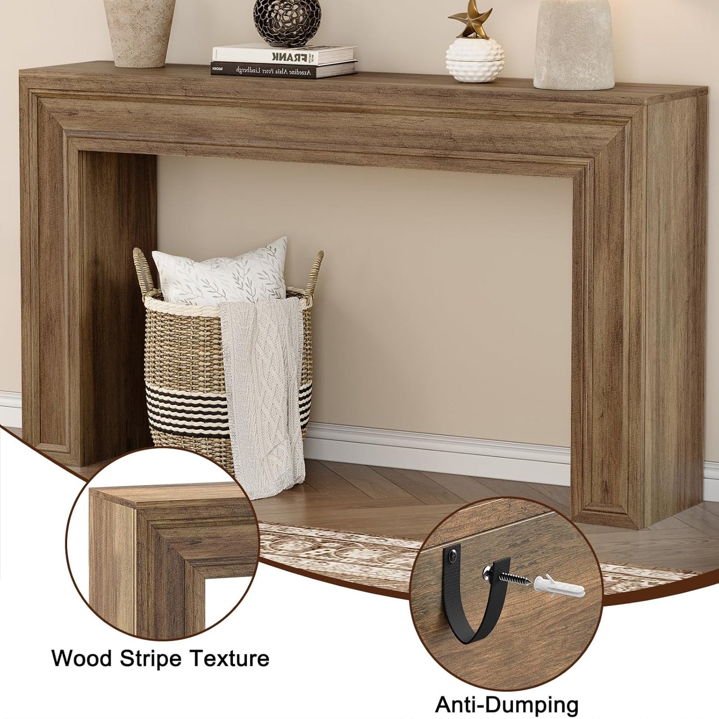 Rresyet 55 Inch Long Console Table, Sofa Table Behind Sofa, Wooden Entryway Table, Farmhouse Entryway Table for Entry, Hallway, Living Room (Wood)