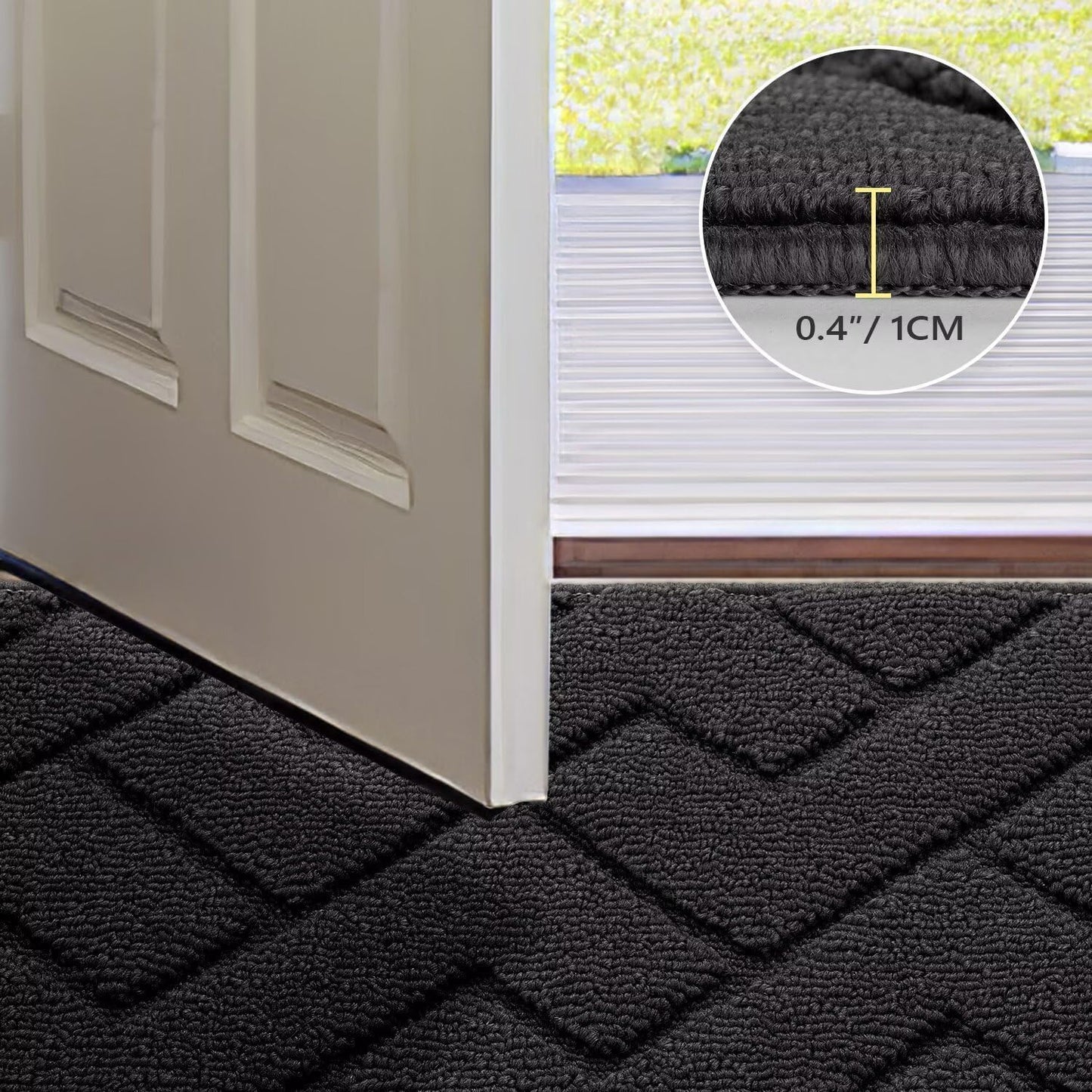 hicorfe Indoor Doormat,Front Back Door Mat Rubber Backing Non Slip Door Mats 47"x71" Absorbent Resist Dirt Entrance Doormat Inside Floor Mats for Entryway Washable Low-Profile (Charcoal)