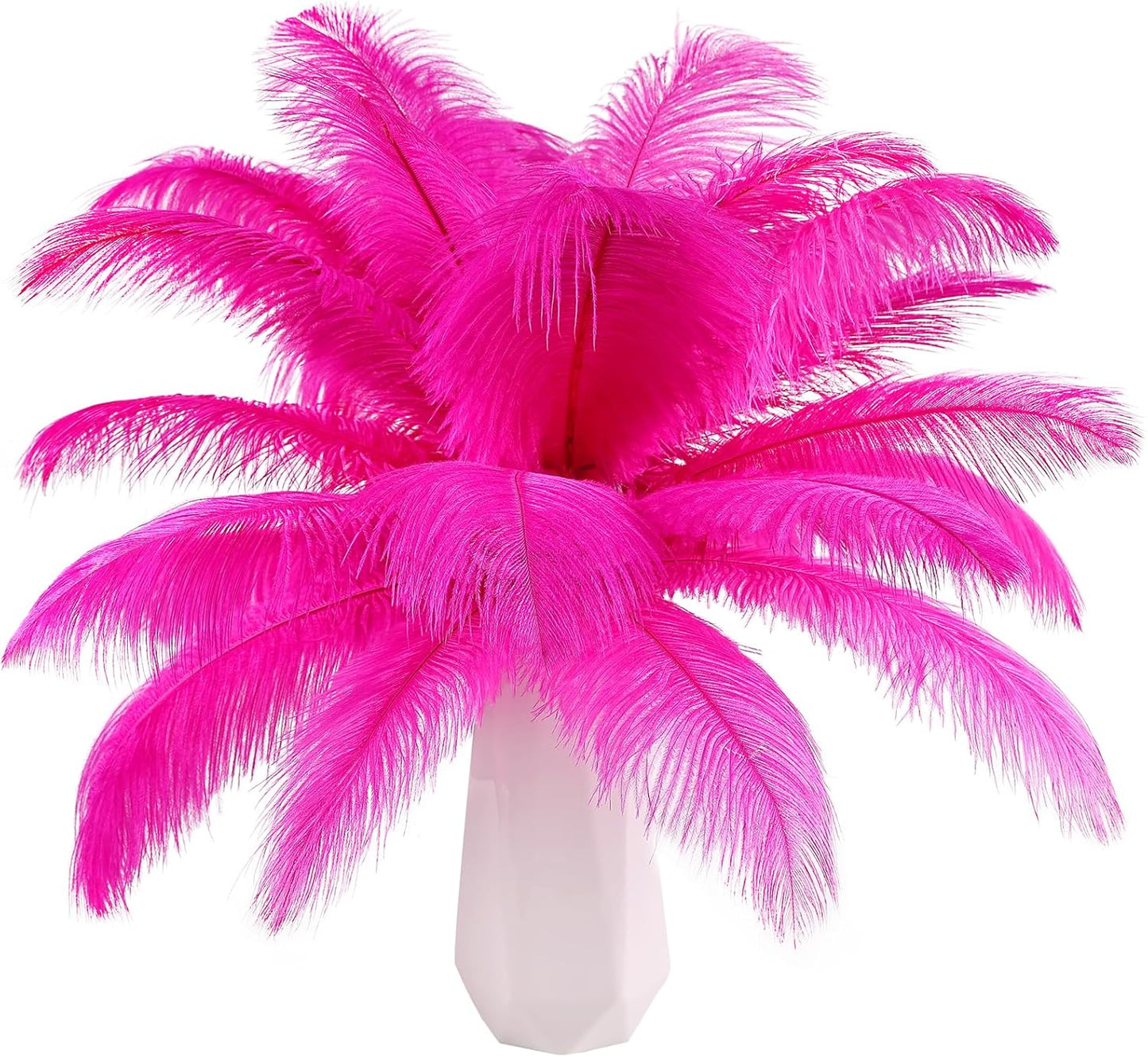 THARAHT Hot Pink Ostrich Feathers 24pcs Natural Bulk 8-10Inch 20cm-25cm for Crafts Wedding Party Centerpieces Easter Gatsbi and Home Decoration Feathers